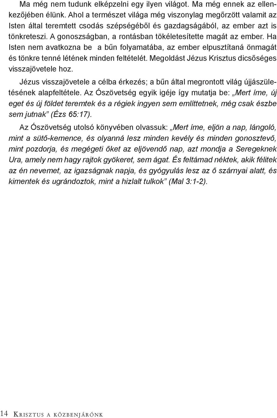 A gonoszságban, a rontásban tökéletesítette magát az ember. Ha Isten nem avatkozna be a bűn folyamatába, az ember elpusztítaná önmagát és tönkre tenné létének minden feltételét.