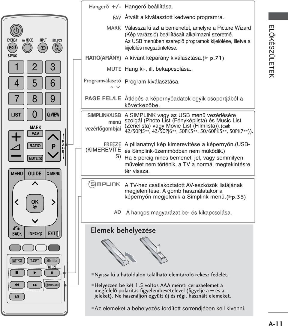 Válassza ki azt a bemenetet, amelyre a Picture Wizard (Kép varázsló) beállításait alkalmazni szeretné. Az USB menüben szereplő programok kijelölése, illetve a kijelölés megszüntetése.