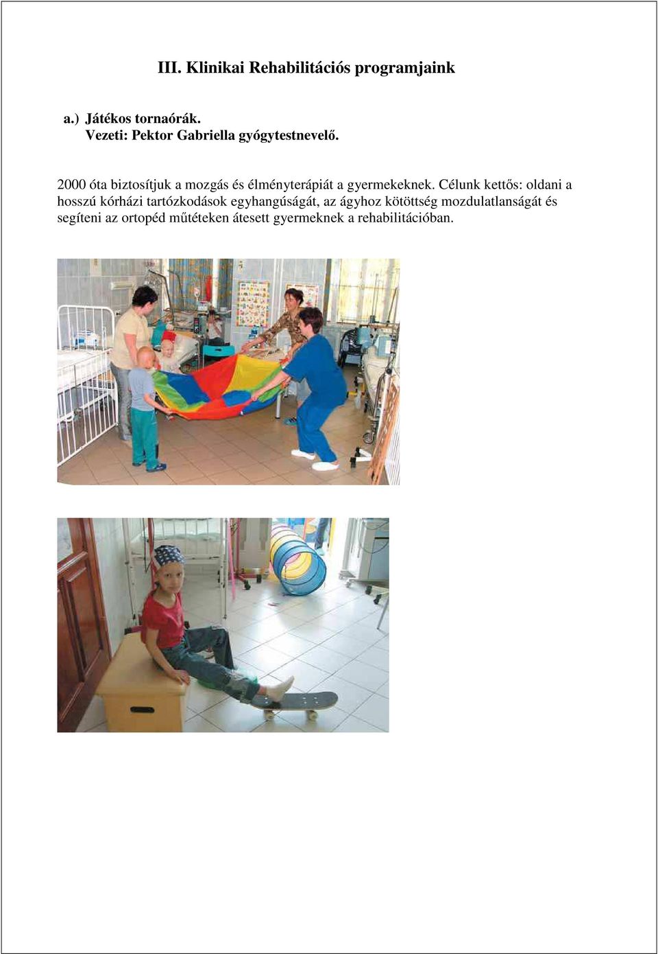 2000 óta biztosítjuk a mozgás és élményterápiát a gyermekeknek.