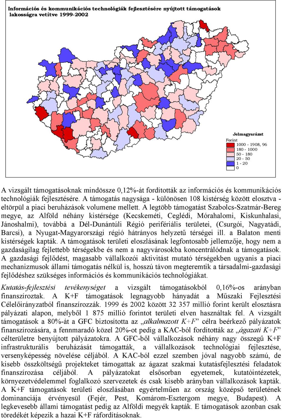 A legtöbb támogatást Szabolcs-Szatmár-Bereg megye, az Alföld néhány kistérsége (Kecskeméti, Ceglédi, Mórahalomi, Kiskunhalasi, Jánoshalmi), továbbá a Dél-Dunántúli Régió perifériális területei,