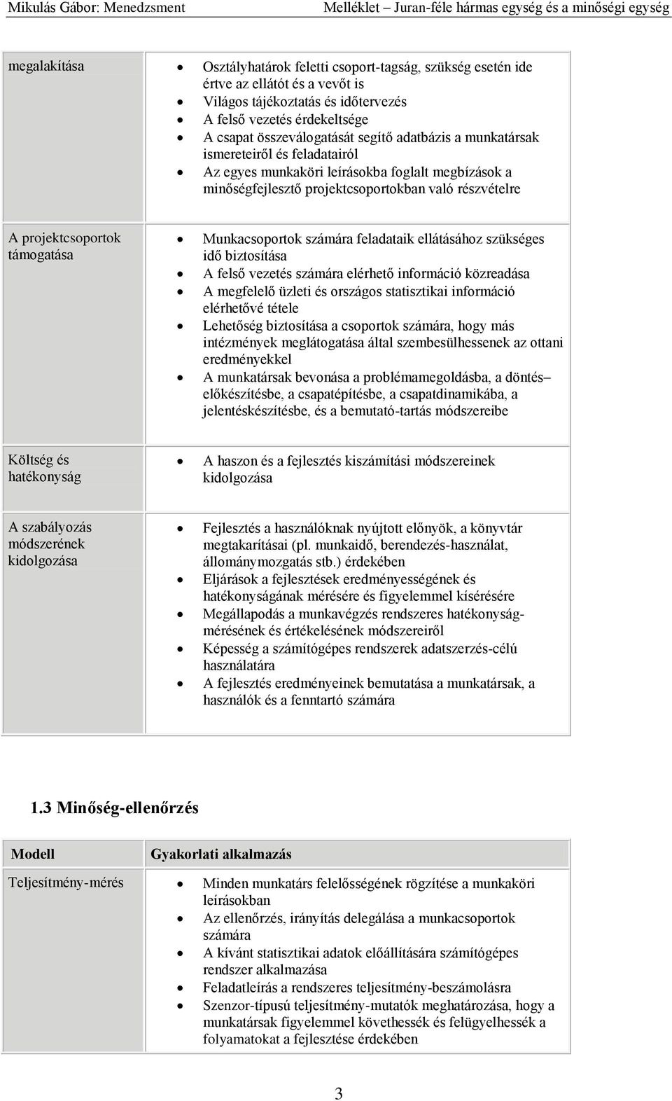 Munkacsoportok számára feladataik ellátásához szükséges idő biztosítása A felső vezetés számára elérhető információ közreadása A megfelelő üzleti és országos statisztikai információ elérhetővé tétele