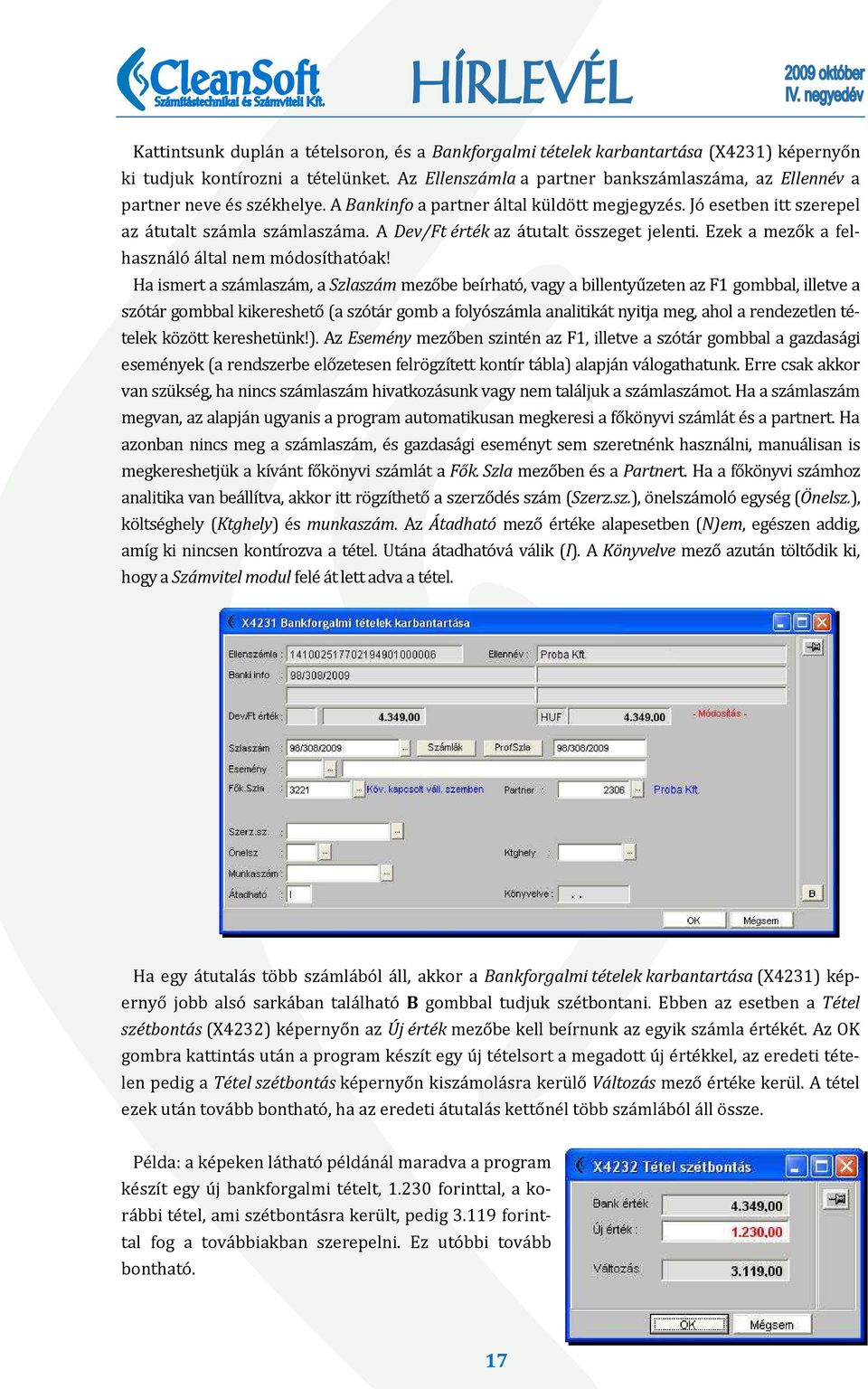 A Dev/Ft érték az átutalt összeget jelenti. Ezek a mezők a felhasználó által nem módosíthatóak!