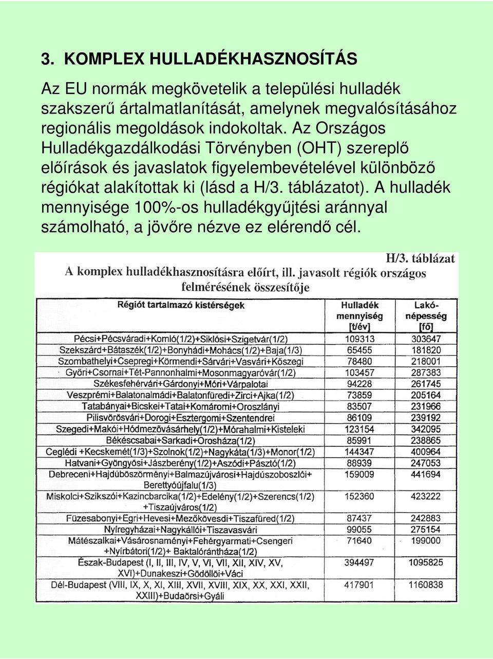 Az Országos Hulladékgazdálkodási Törvényben (OHT) szereplı elıírások és javaslatok figyelembevételével