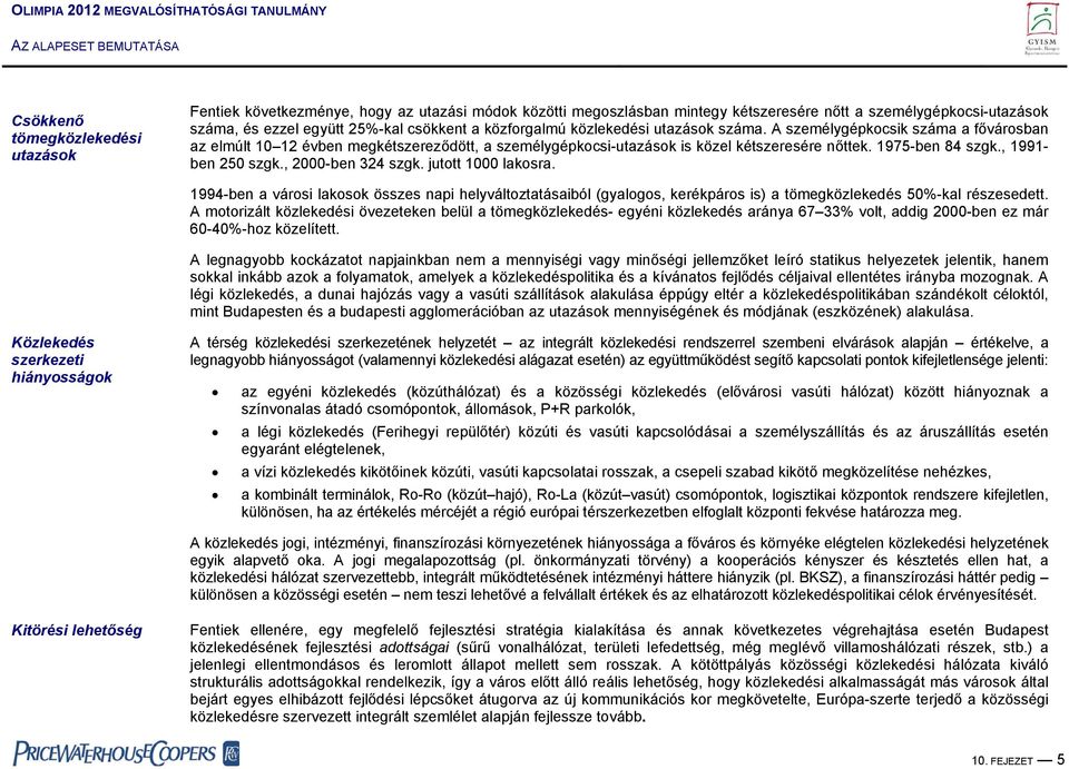 , 1991- ben 250 szgk., 2000-ben 324 szgk. jutott 1000 lakosra. 1994-ben a városi lakosok összes napi helyváltoztatásaiból (gyalogos, kerékpáros is) a tömegközlekedés 50%-kal részesedett.