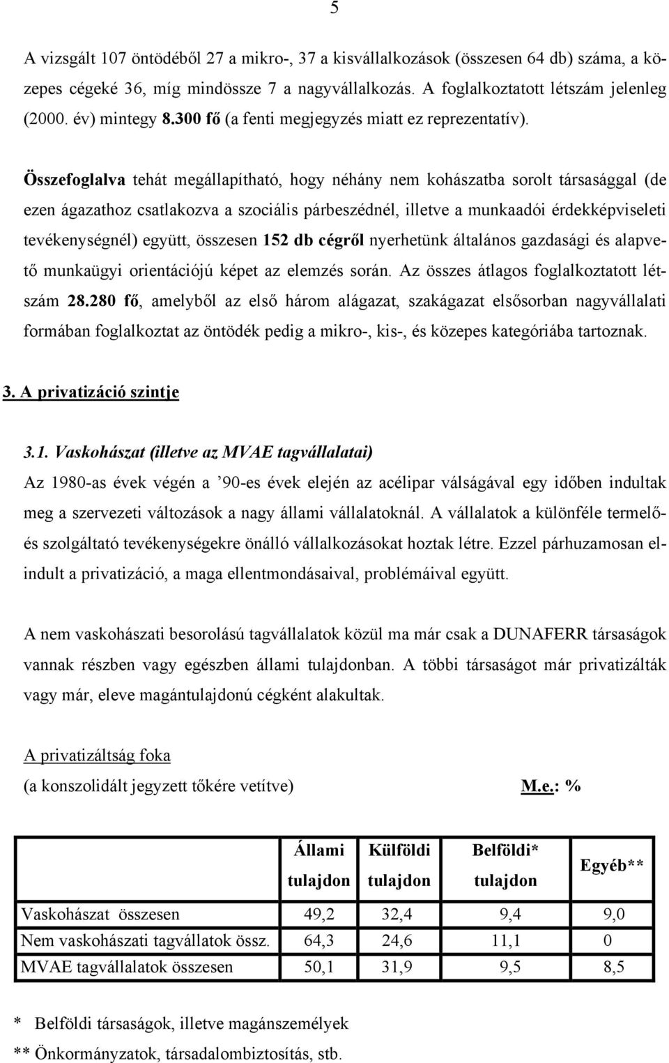 Összefoglalva tehát megállapítható, hogy néhány nem kohászatba sorolt társasággal (de ezen ágazathoz csatlakozva a szociális párbeszédnél, illetve a munkaadói érdekképviseleti tevékenységnél) együtt,