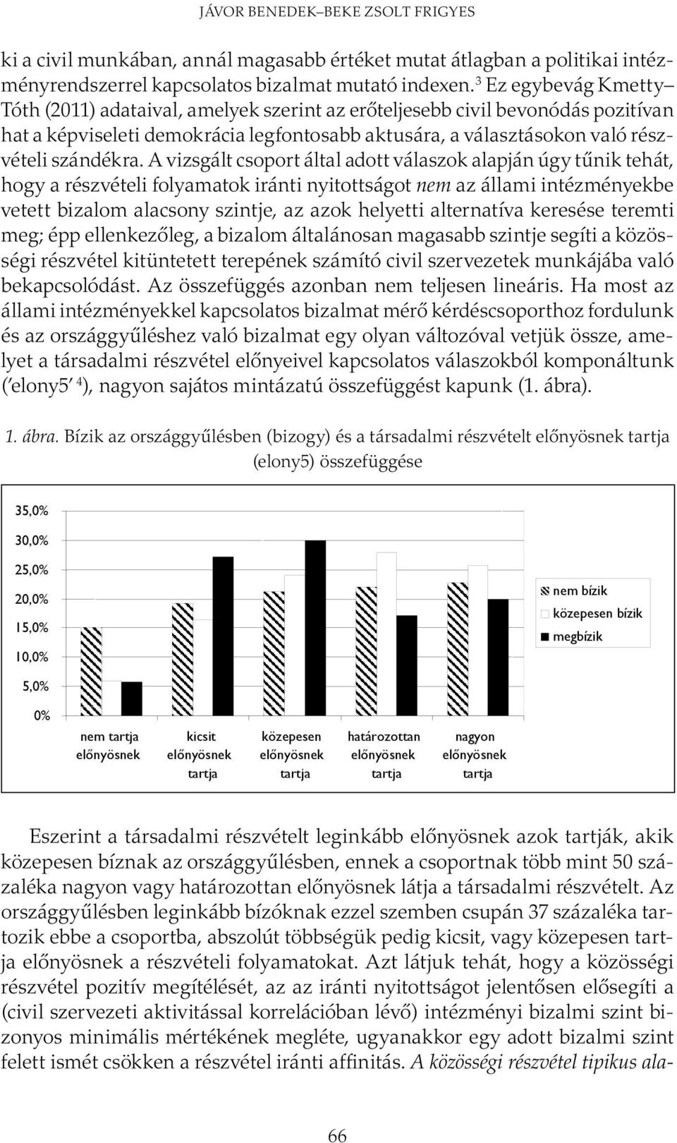 A vizsgált csoport által adott válaszok alapján úgy tűnik tehát, hogy a részvételi folyamatok iránti nyitottságot nem az állami intézményekbe vetett bizalom alacsony szintje, az azok helyetti