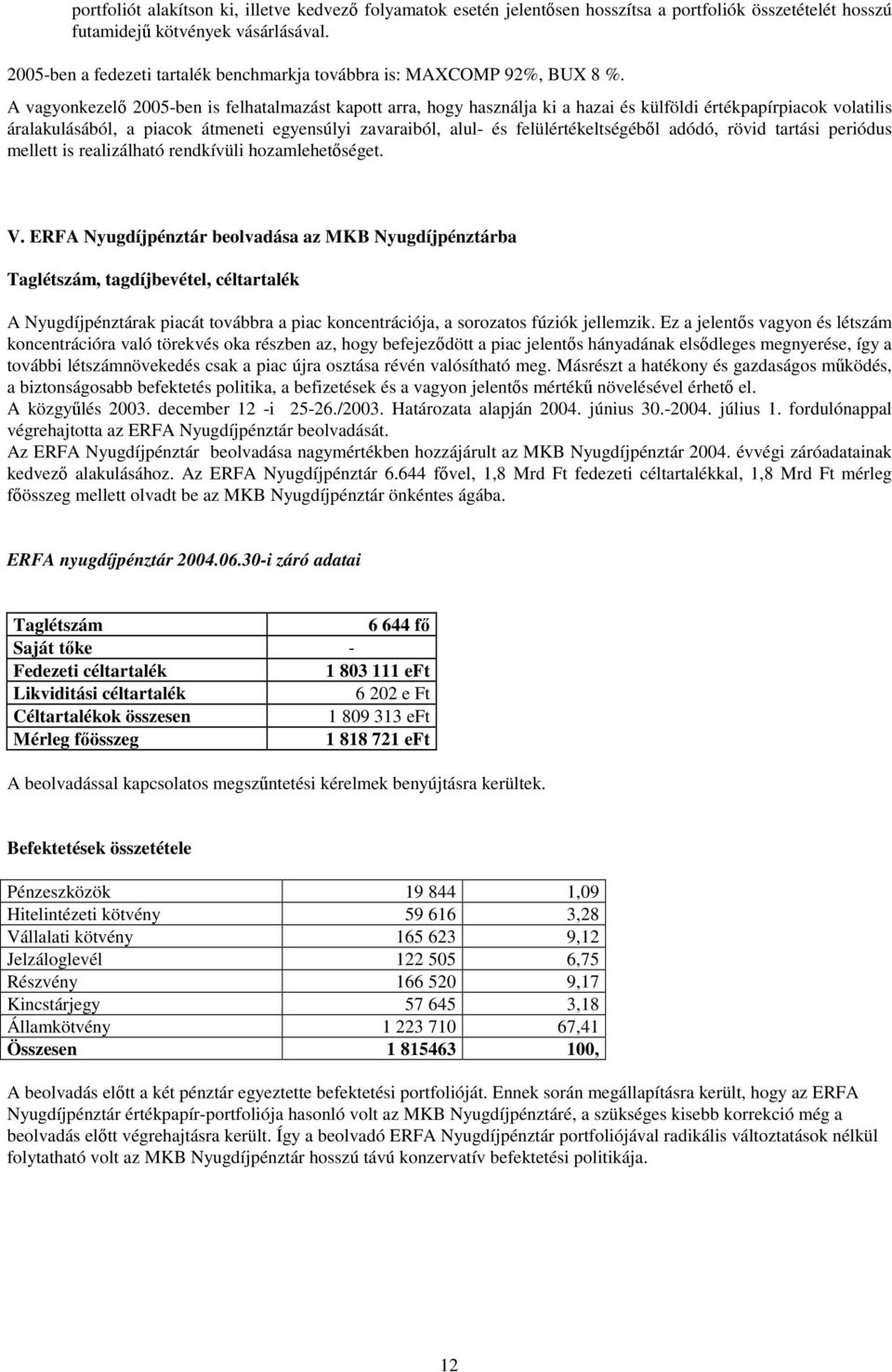 A vagyonkezel 2005-ben is felhatalmazást kapott arra, hogy használja ki a hazai és külföldi értékpapírpiacok volatilis áralakulásából, a piacok átmeneti egyensúlyi zavaraiból, alul- és