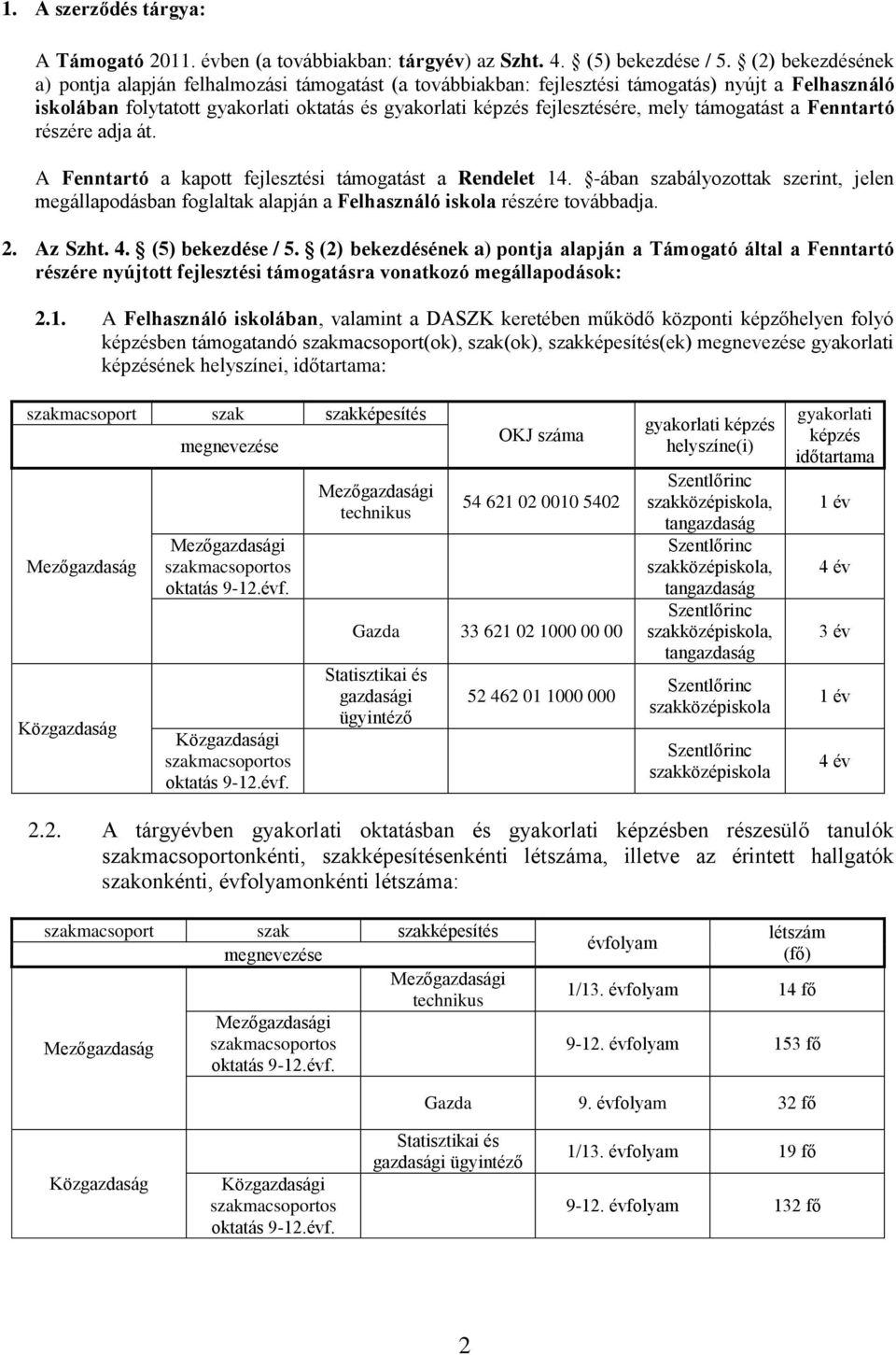 támogatást a Fenntartó részére adja át. A Fenntartó a kapott fejlesztési támogatást a Rendelet 14.