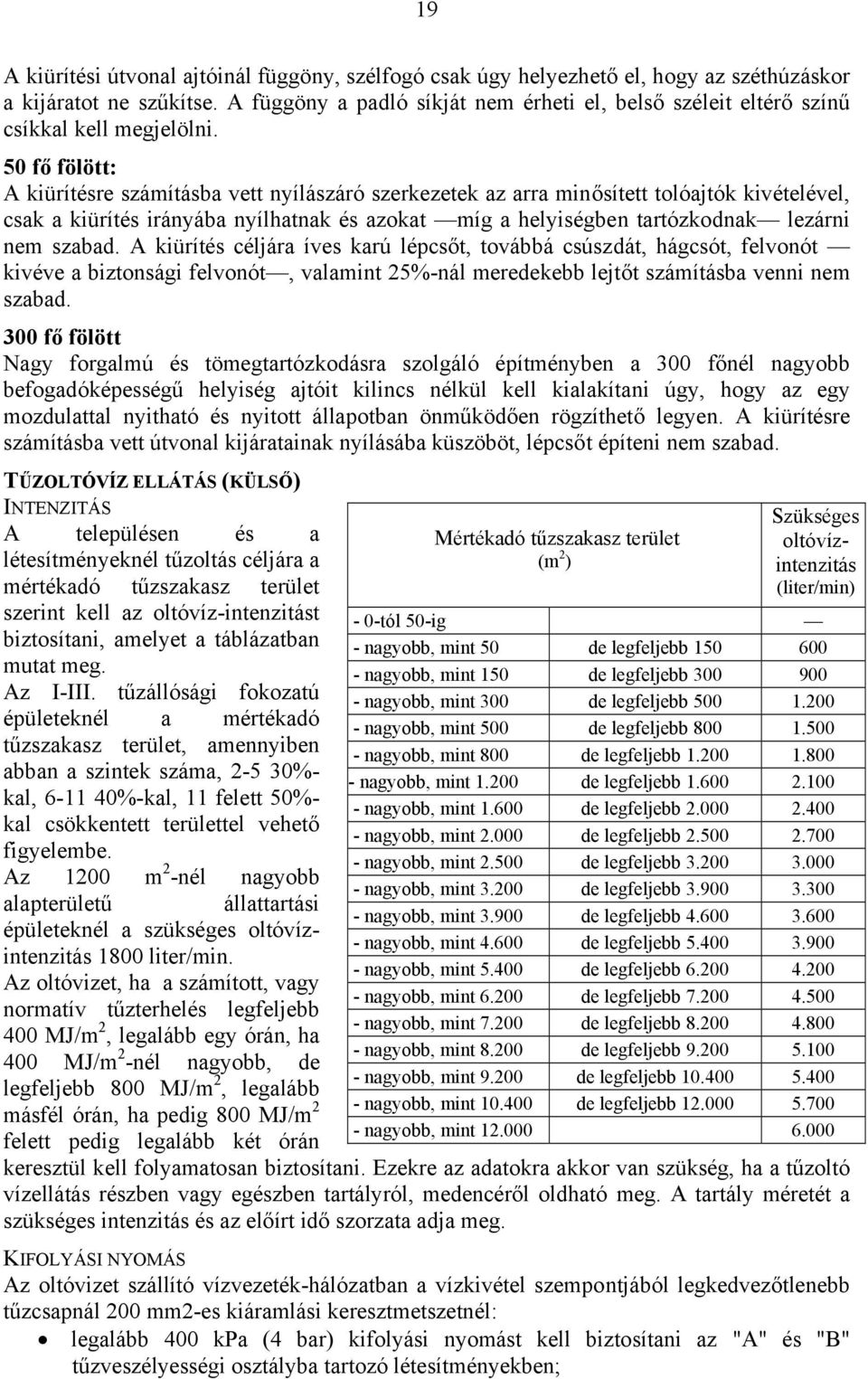 50 fő fölött: A kiürítésre számításba vett nyílászáró szerkezetek az arra minősített tolóajtók kivételével, csak a kiürítés irányába nyílhatnak és azokat míg a helyiségben tartózkodnak lezárni nem