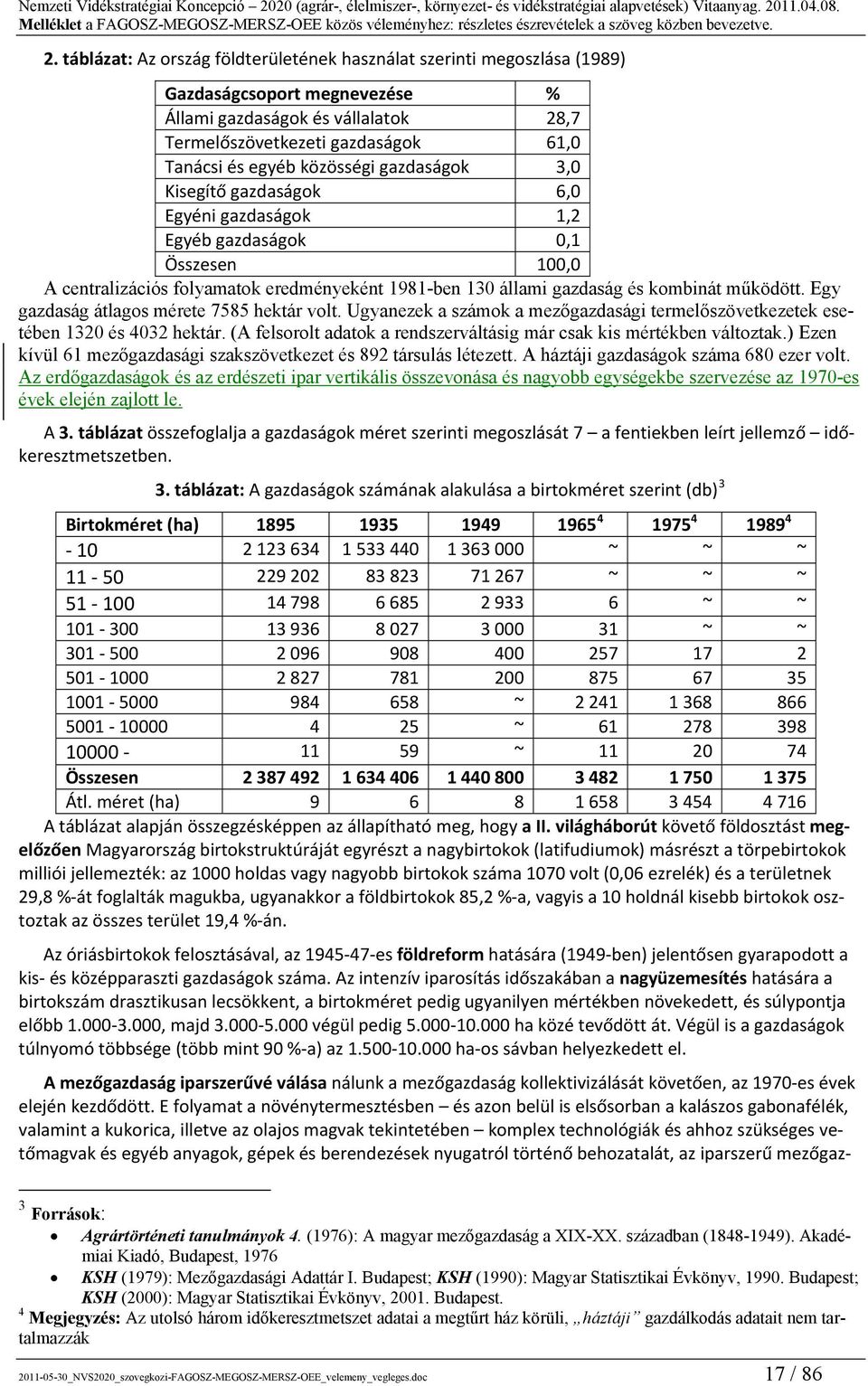 Egy gazdaság átlagos mérete 7585 hektár volt. Ugyanezek a számok a mezőgazdasági termelőszövetkezetek esetében 1320 és 4032 hektár.