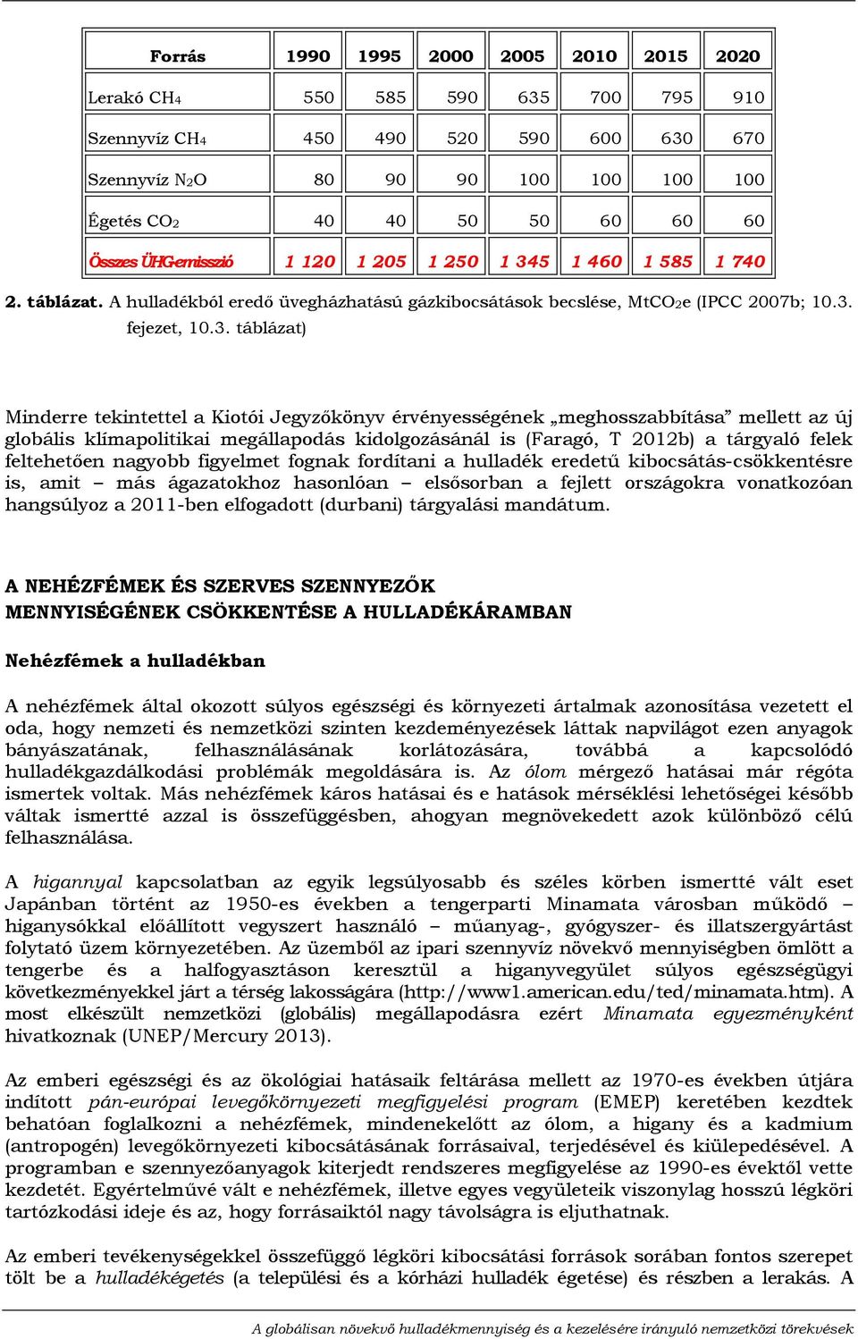 5 1 460 1 585 1 740 2. táblázat. A hulladékból eredı üvegházhatású gázkibocsátások becslése, MtCO2e (IPCC 2007b; 10.3.