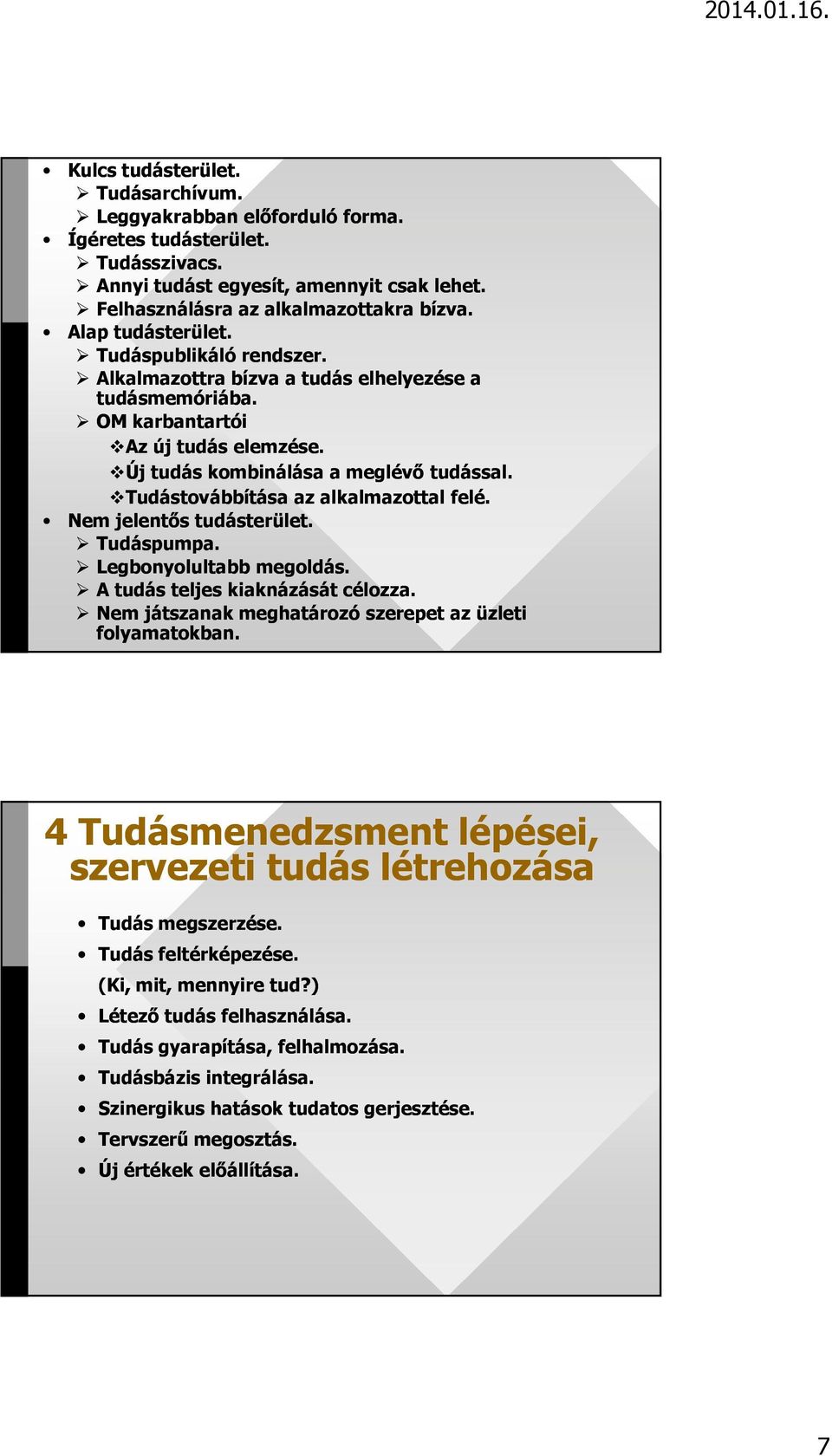 Tudástovábbítása az alkalmazottal felé. Nem jelentős tudásterület. Tudáspumpa. Legbonyolultabb megoldás. A tudás teljes kiaknázását célozza. Nem játszanak meghatározó szerepet az üzleti folyamatokban.