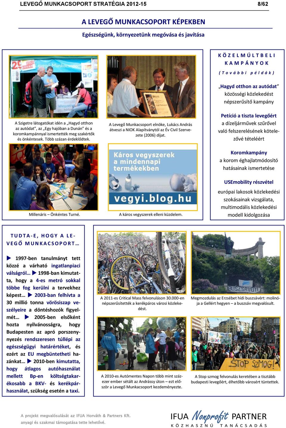 A Levegő Munkacsprt elnöke, Lukács András átveszi a NIOK Alapítványtól az Év Civil Szervezete (2006) díjat.