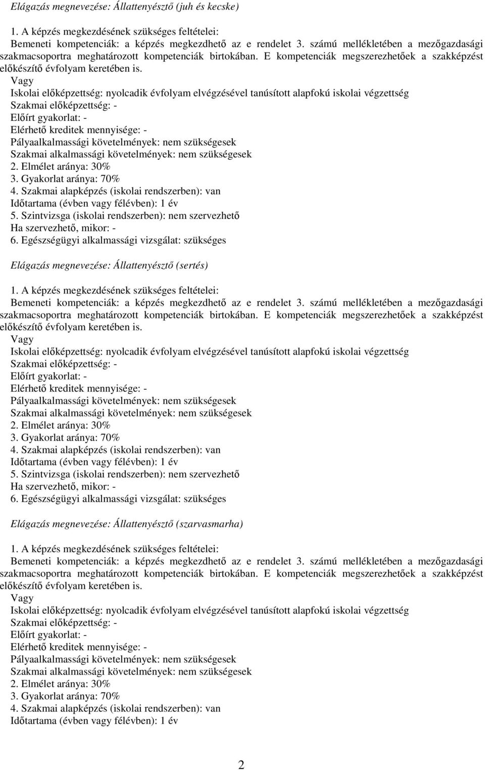 Vagy Iskolai előképzettség: nyolcadik évfolyam elvégzésével tanúsított alapfokú iskolai végzettség Szakmai előképzettség: - Előírt gyakorlat: - Elérhető kreditek mennyisége: - Pályaalkalmassági