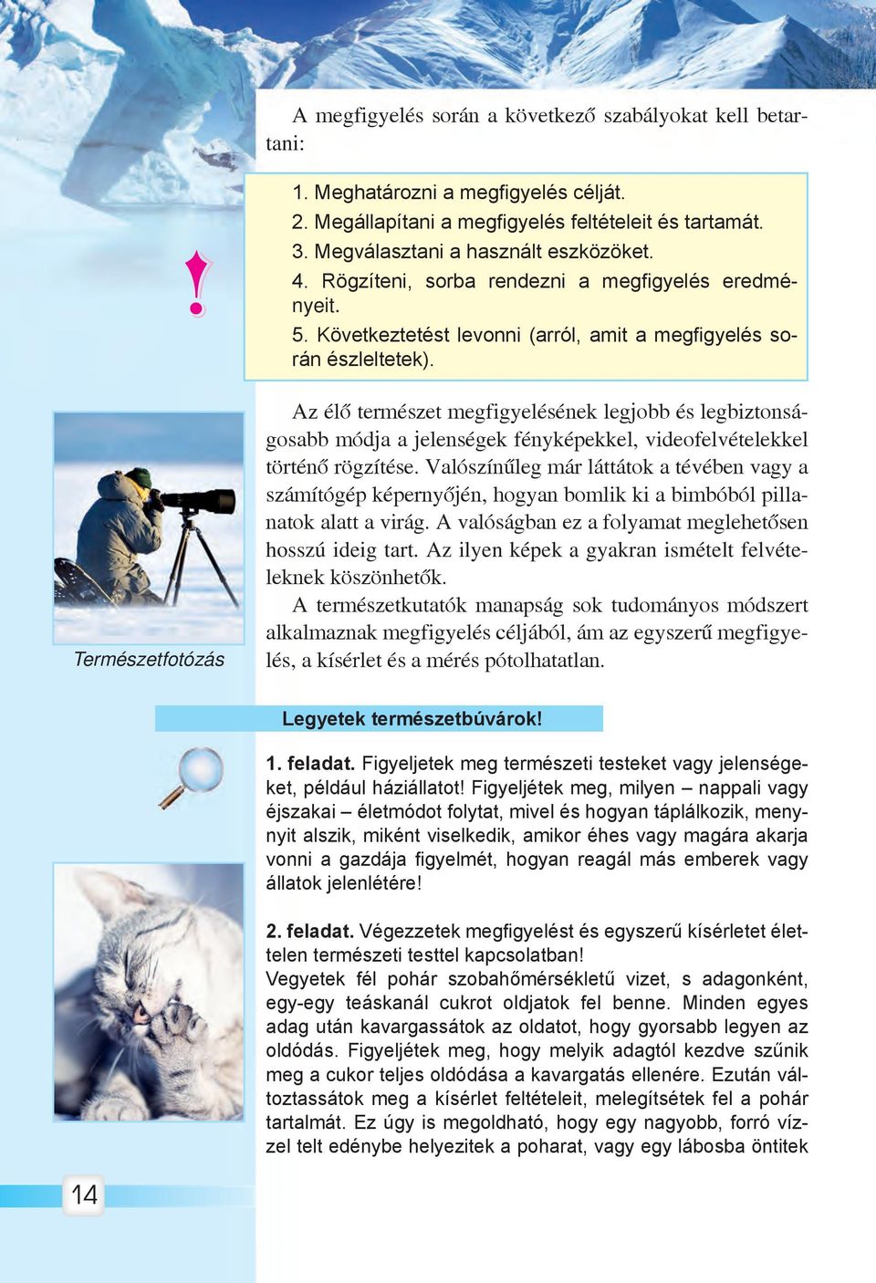 Természetfotózás Az élő természet megfigyelésének legjobb és legbiztonságosabb módja a jelenségek fényképekkel, videofelvételekkel történő rögzítése.