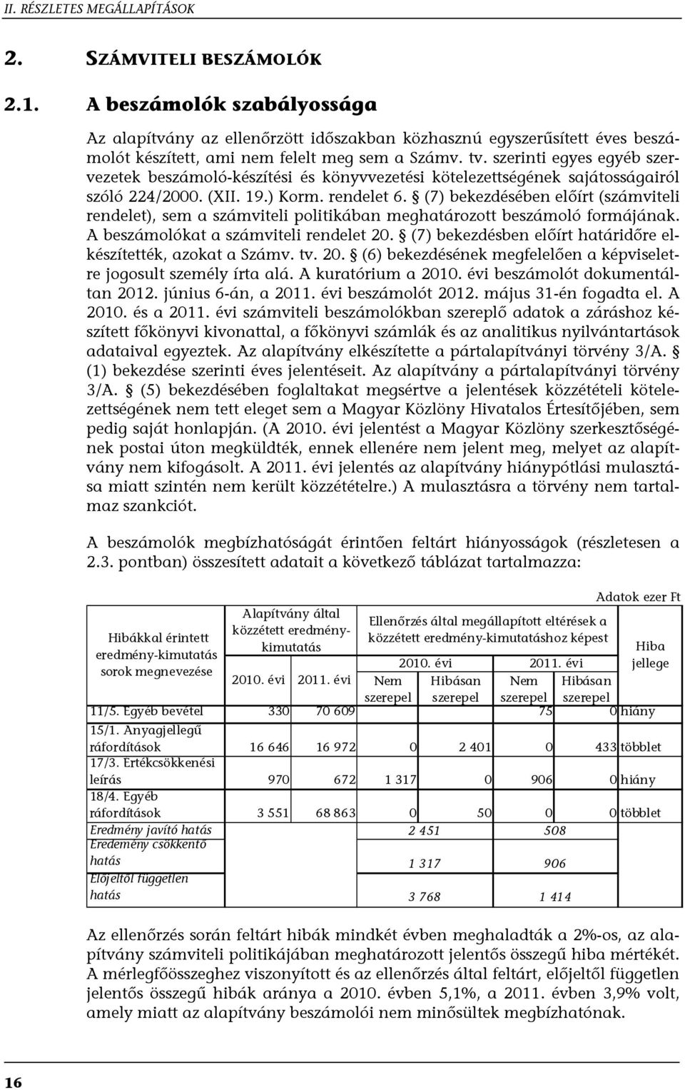 szerinti egyes egyéb szervezetek beszámoló-készítési és könyvvezetési kötelezettségének sajátosságairól szóló 224/2000. (XII. 19.) Korm. rendelet 6.