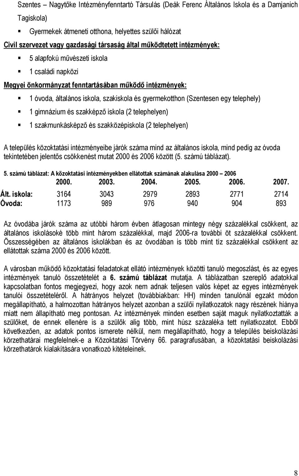 telephely) 1 gimnázium és szakképző iskola (2 telephelyen) 1 szakmunkásképző és szakközépiskola (2 telephelyen) A település közoktatási intézményeibe járók száma mind az általános iskola, mind pedig