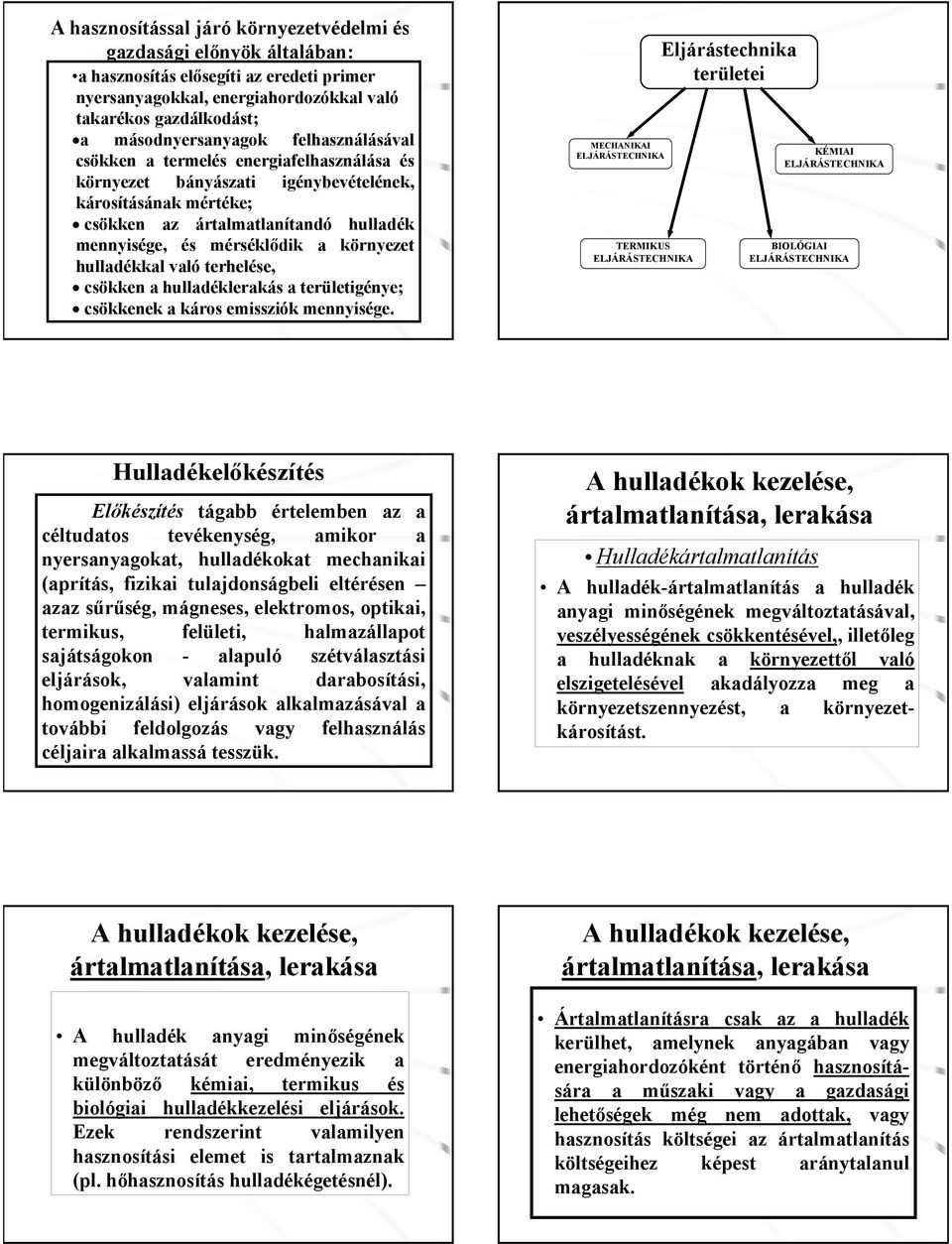 hulladékkal való terhelése, csökken a hulladéklerakás a területigénye; csökkenek a káros emissziók mennyisége.