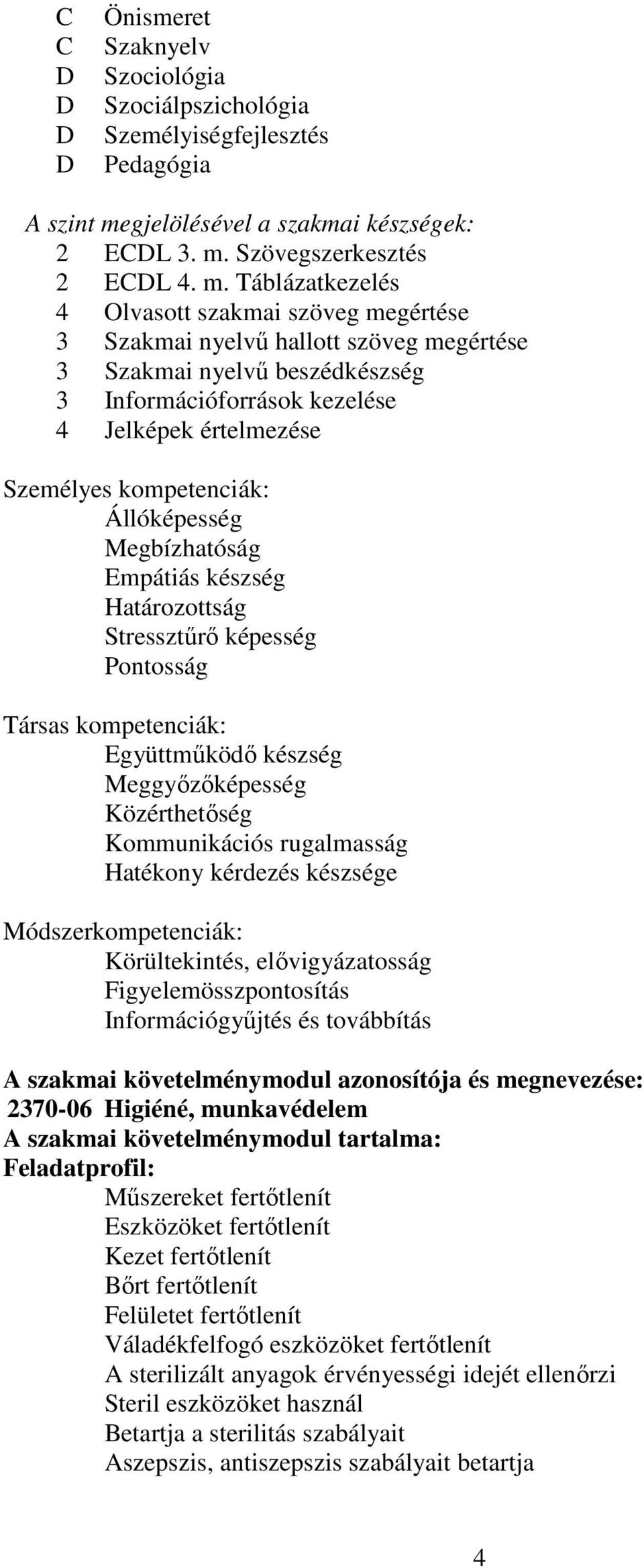 Szövegszerkesztés 2 ECDL 4. m.