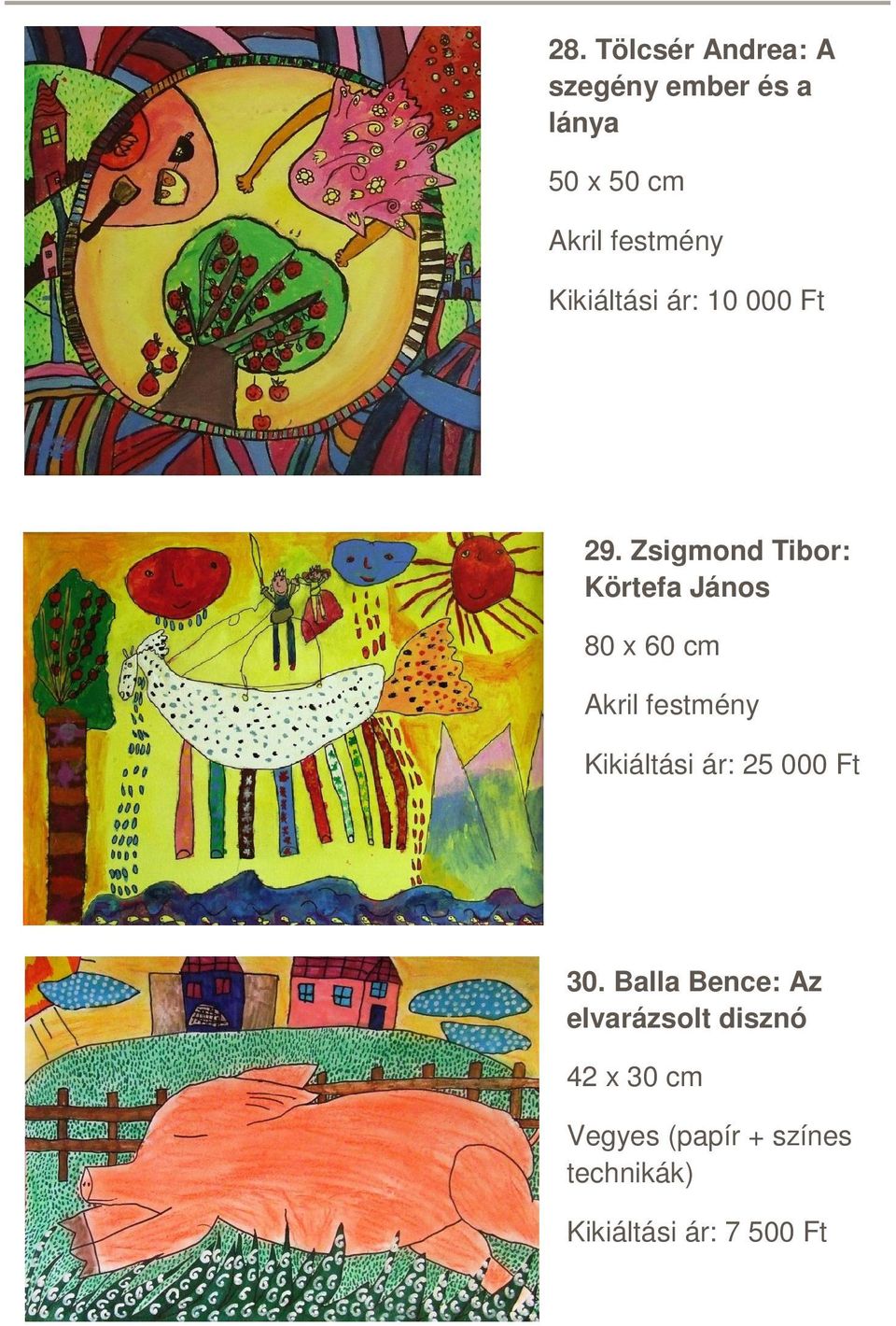 Zsigmond Tibor: Körtefa János 80 x 60 cm Kikiáltási ár: 25 000