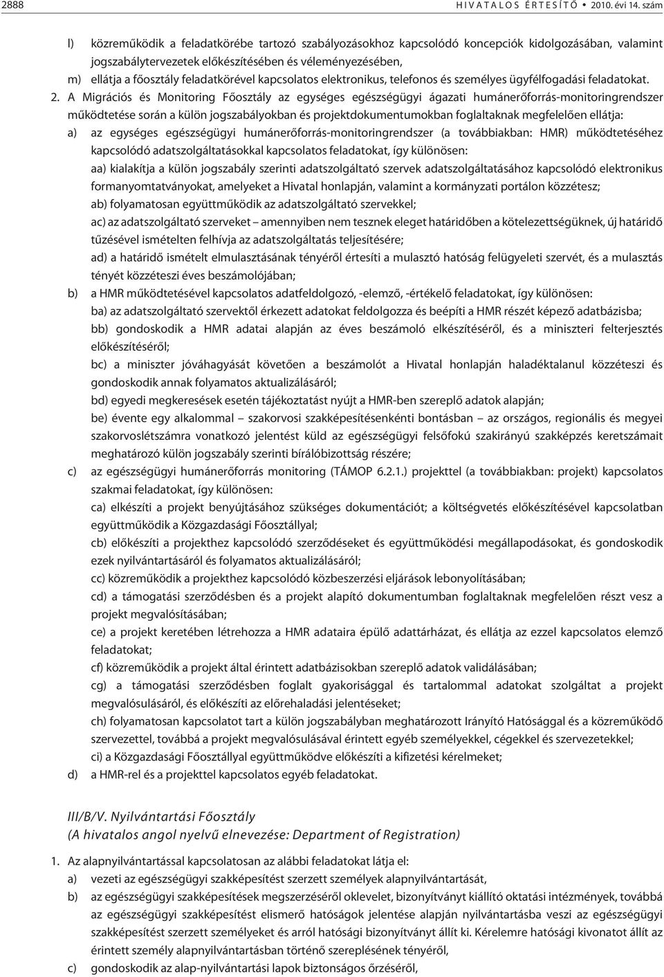 feladatkörével kapcsolatos elektronikus, telefonos és személyes ügyfélfogadási feladatokat. 2.