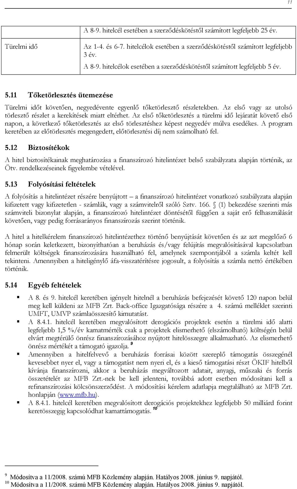 Az első tőketörlesztés a türelmi idő lejáratát követő első napon, a következő tőketörlesztés az első törlesztéshez képest negyedév múlva esedékes.