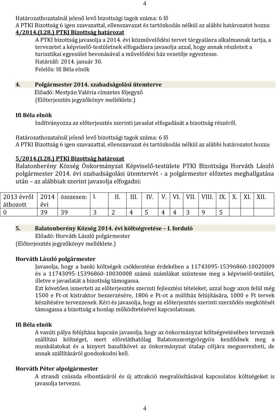 vezetője egyeztesse. Felelős: 4. Polgármester 2014.