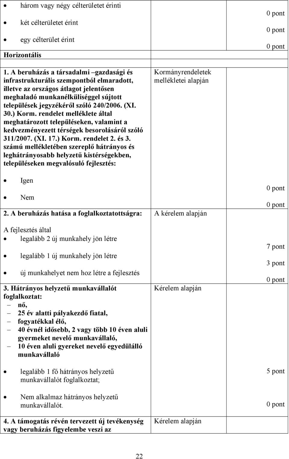 30.) Korm. rendelet melléklete által meghatározott településeken, valamint a kedvezményezett térségek besorolásáról szóló 311/2007. (XI. 17.) Korm. rendelet 2. és 3.