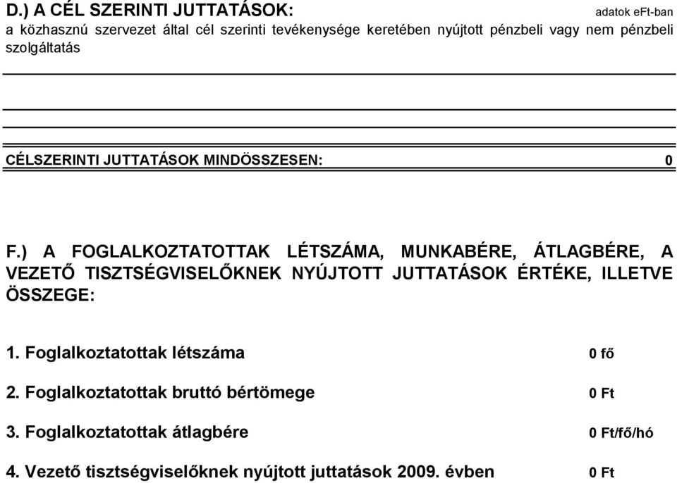 ) A FOGLALKOZTATOTTAK LÉTSZÁMA, MUNKABÉRE, ÁTLAGBÉRE, A VEZETŐ TISZTSÉGVISELŐKNEK NYÚJTOTT JUTTATÁSOK ÉRTÉKE, ILLETVE ÖSSZEGE: