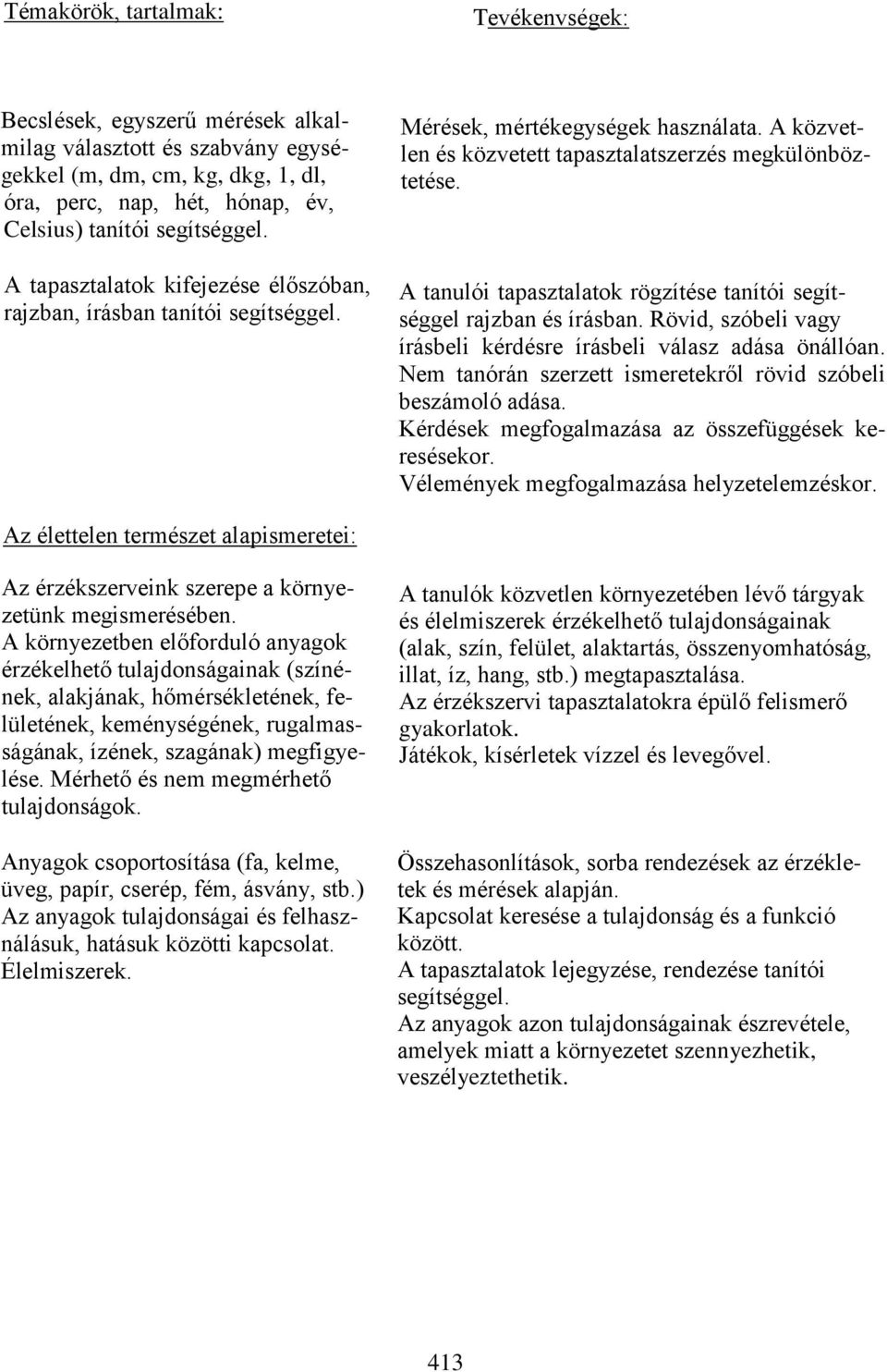 A tanulói tapasztalatok rögzítése tanítói segítséggel rajzban és írásban. Rövid, szóbeli vagy írásbeli kérdésre írásbeli válasz adása önállóan.