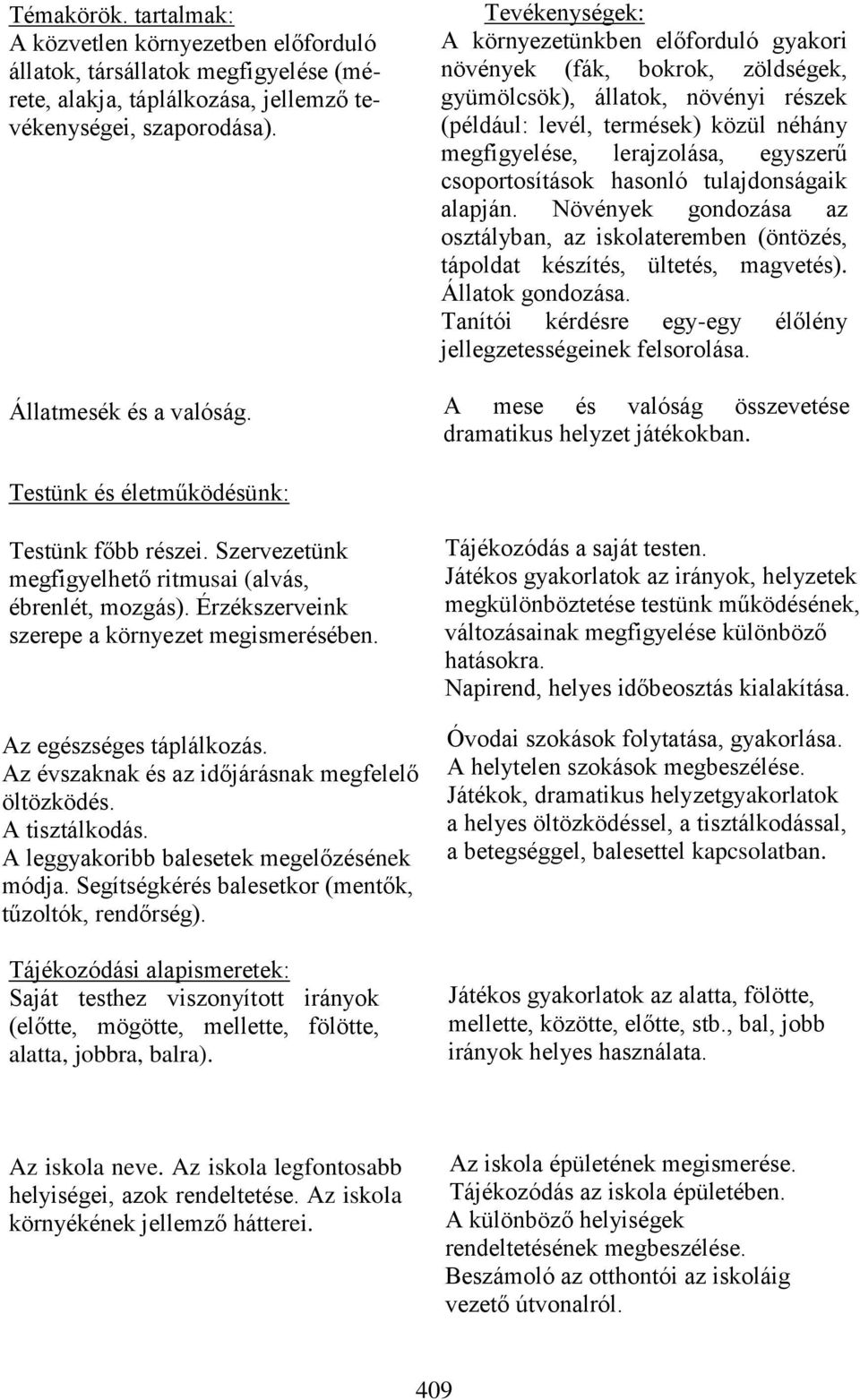 csoportosítások hasonló tulajdonságaik alapján. Növények gondozása az osztályban, az iskolateremben (öntözés, tápoldat készítés, ültetés, magvetés). Állatok gondozása.