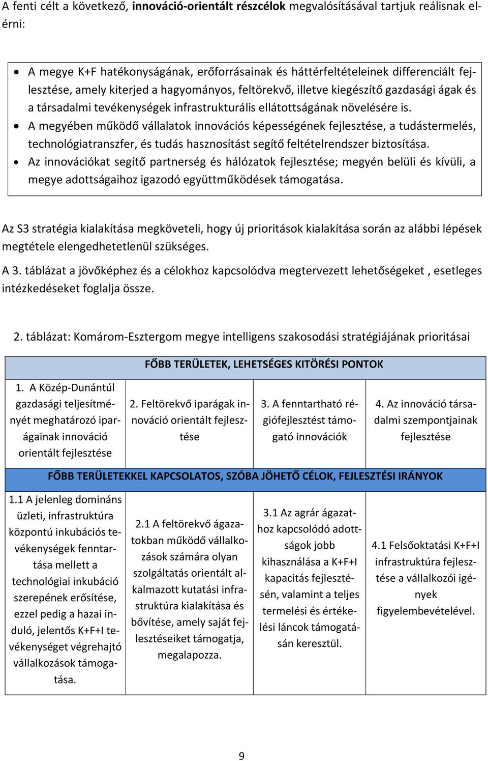 A megyében működő vállalatok innovációs képességének fejlesztése, a tudástermelés, technológiatranszfer, és tudás hasznosítást segítő feltételrendszer biztosítása.