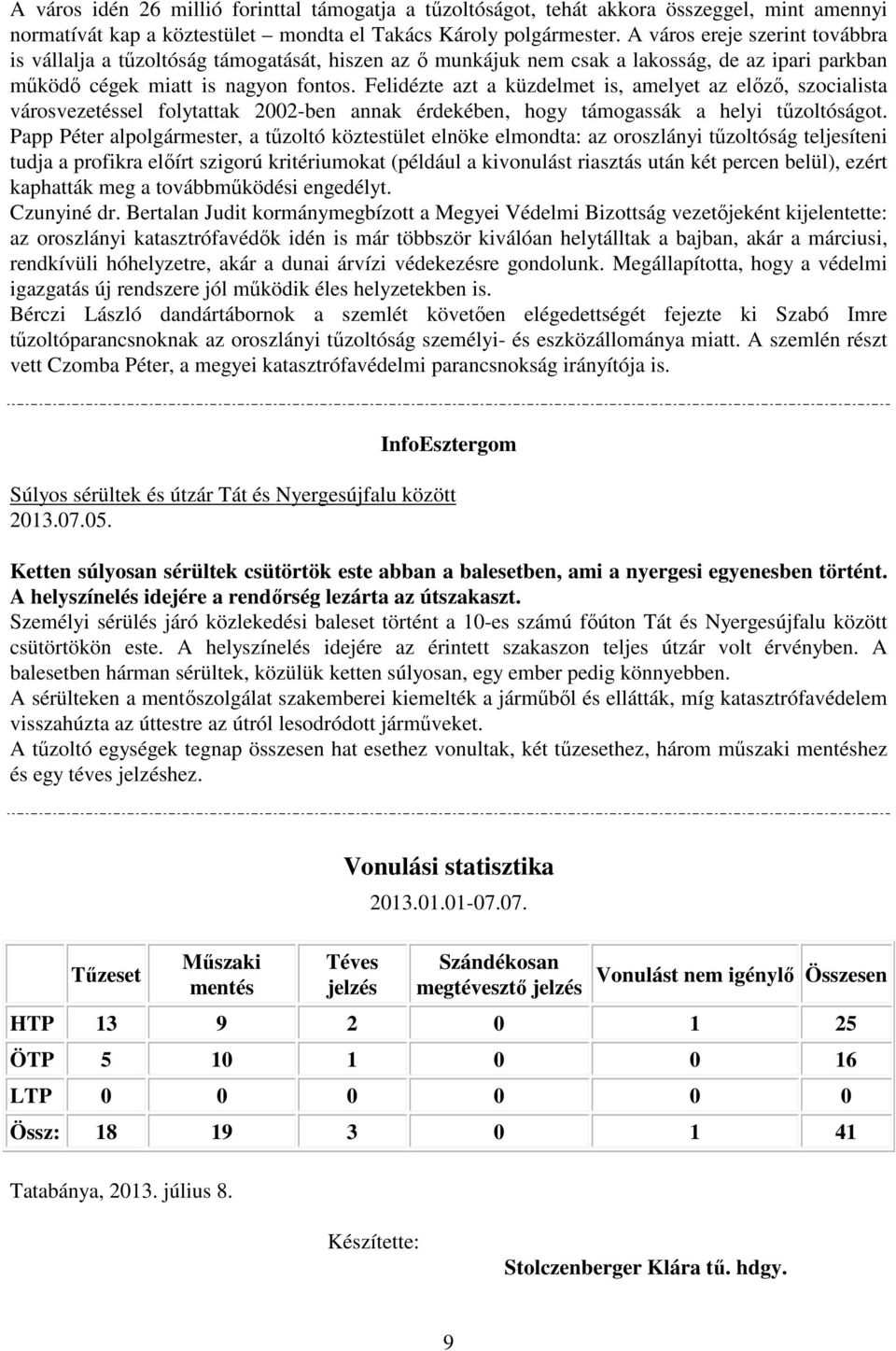 Felidézte azt a küzdelmet is, amelyet az előző, szocialista városvezetéssel folytattak 2002-ben annak érdekében, hogy támogassák a helyi tűzoltóságot.