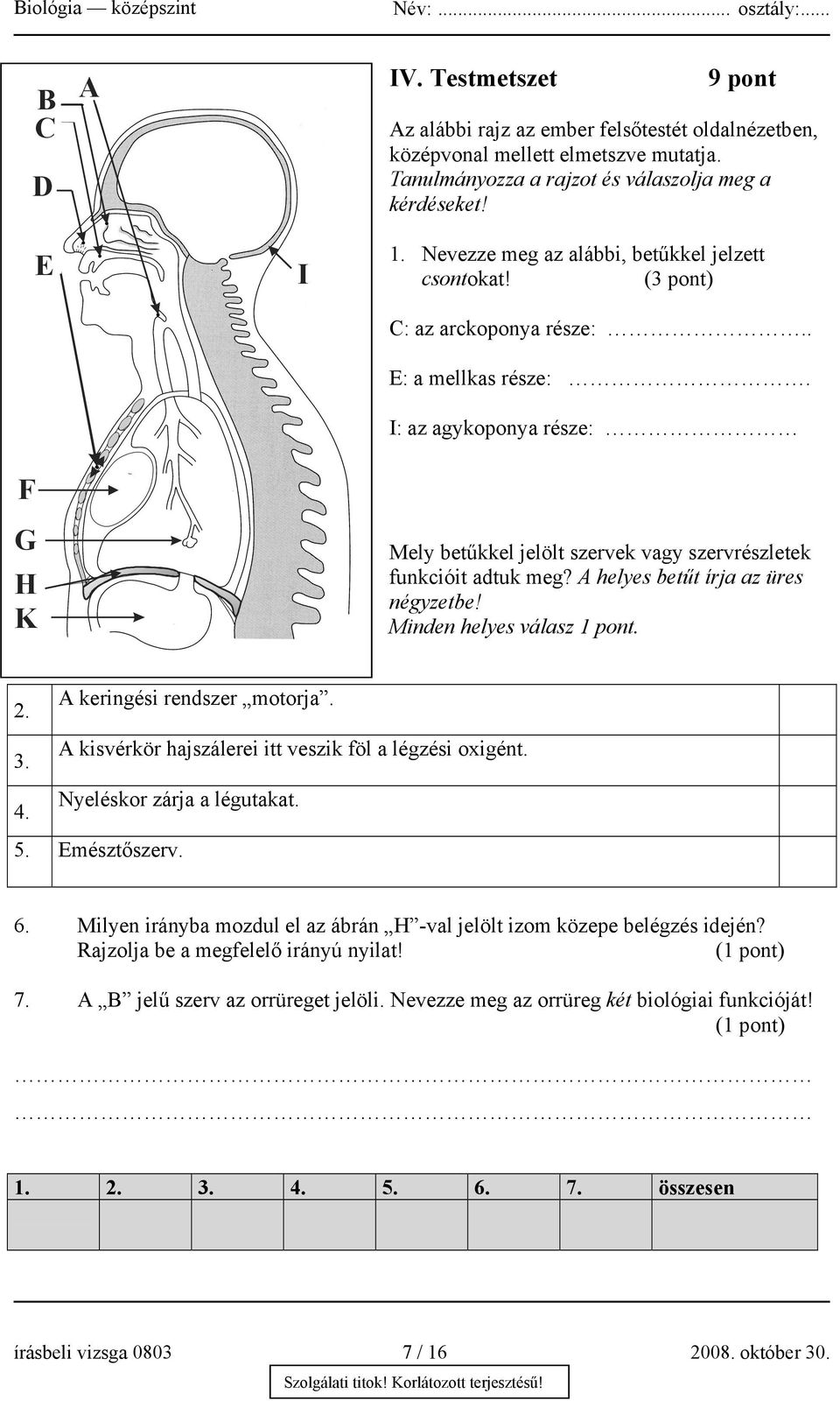 A helyes betűt írja az üres négyzetbe! Minden helyes válasz 1 pont. 2. A keringési rendszer motorja. 3. A kisvérkör hajszálerei itt veszik föl a légzési oxigént. 4. Nyeléskor zárja a légutakat. 5.