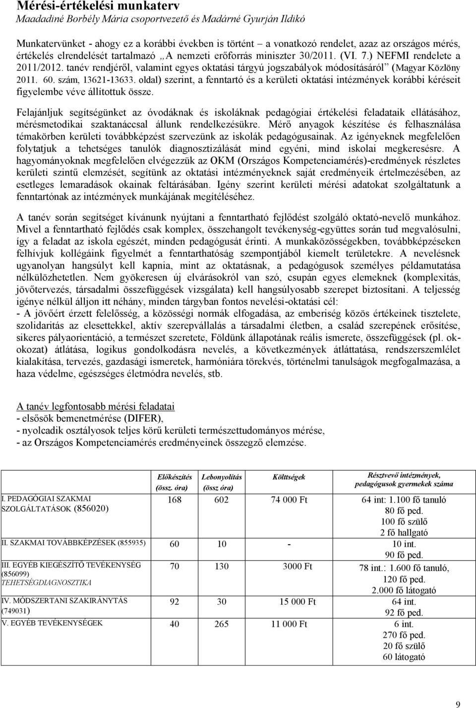 ) NEFMI rendelete a 2011/ tanév rendjéről, valamint egyes oktatási tárgyú jogszabályok módosításáról (Magyar Közlöny 2011. 60. szám, 13621-13633.