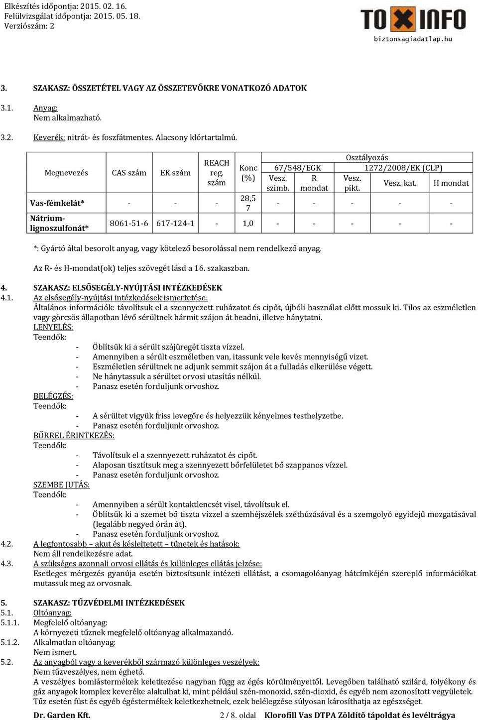 - - - - - 8061-51-6 617-124-1-1,0 - - - - - *: Gyártó által besorolt anyag, vagy kötelező besorolással nem rendelkező anyag. Az R- és H-mondat(ok) teljes szövegét lásd a 16. szakaszban. 4.