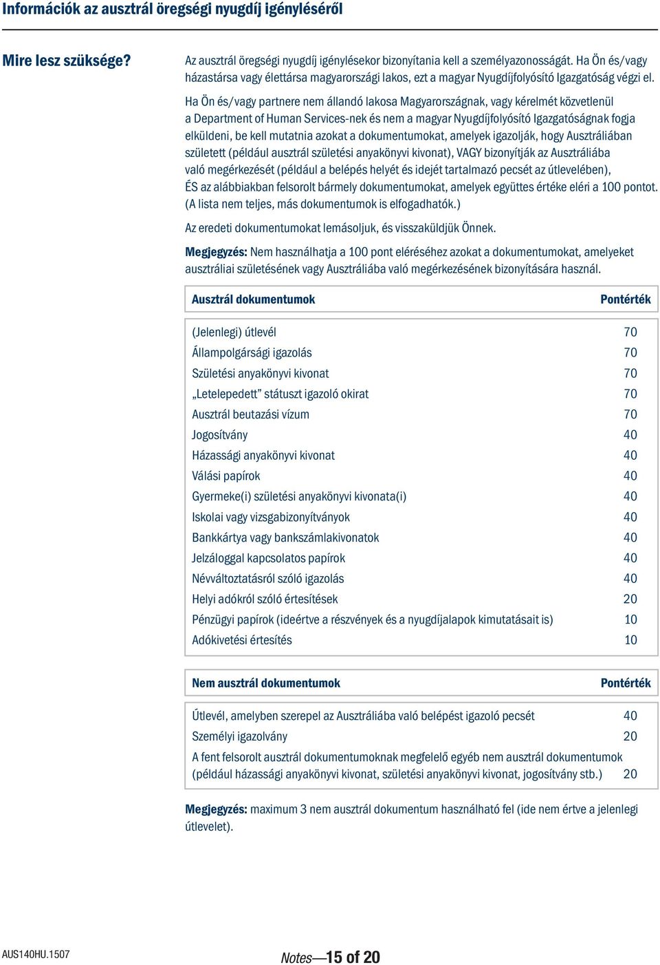 Ha Ön és/vagy partnere nem állandó lakosa Magyarországnak, vagy kérelmét közvetlenül a Department of Human Services-nek és nem a magyar Nyugdíjfolyósító Igazgatóságnak fogja elküldeni, be kell