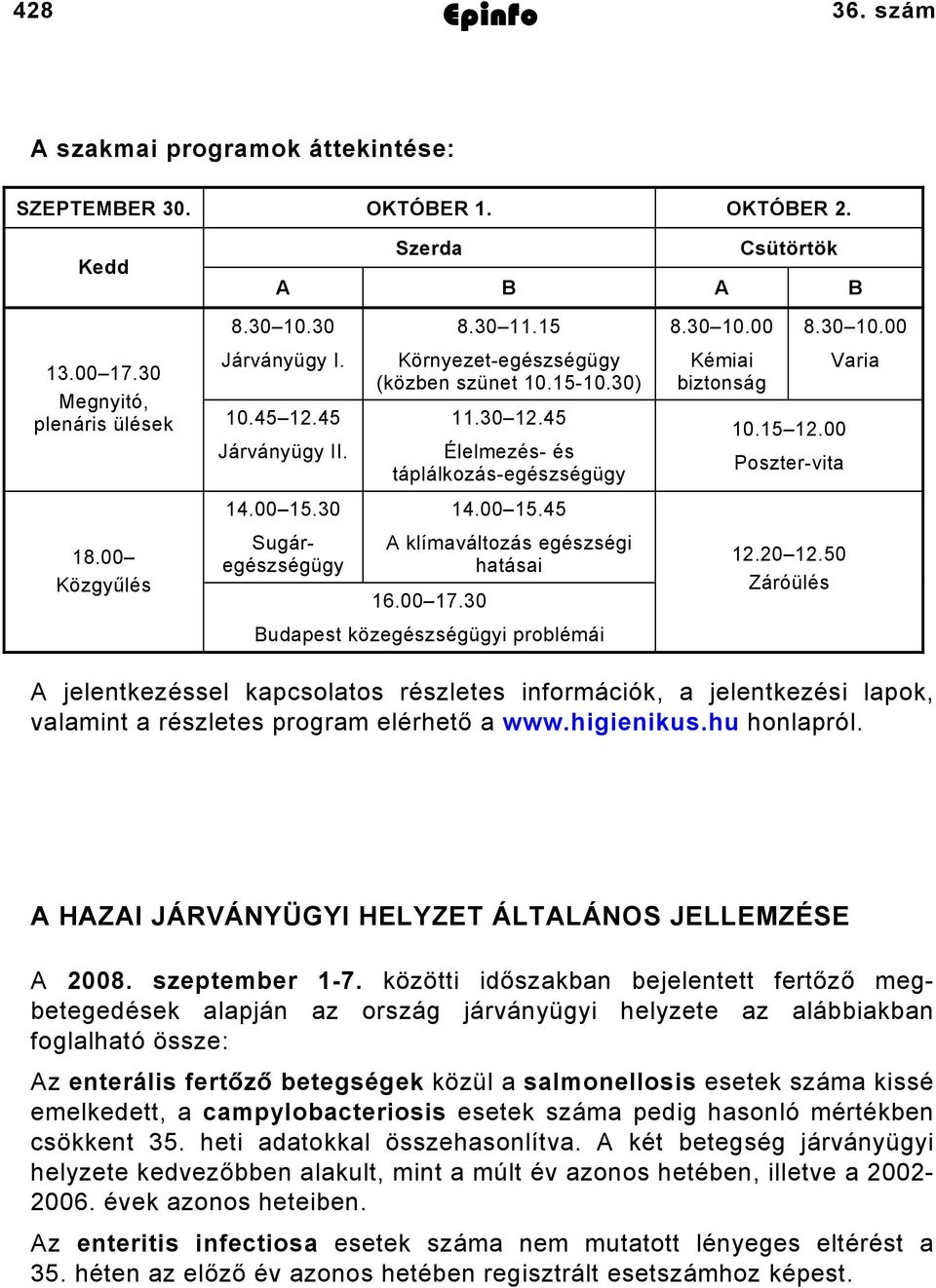 00 15.45 Sugáregészségügy A klímaváltozás egészségi hatásai 16.00 17.30 Budapest közegészségügyi problémái Kémiai biztonság 10.15 12.00 Poszter-vita 12.20 12.