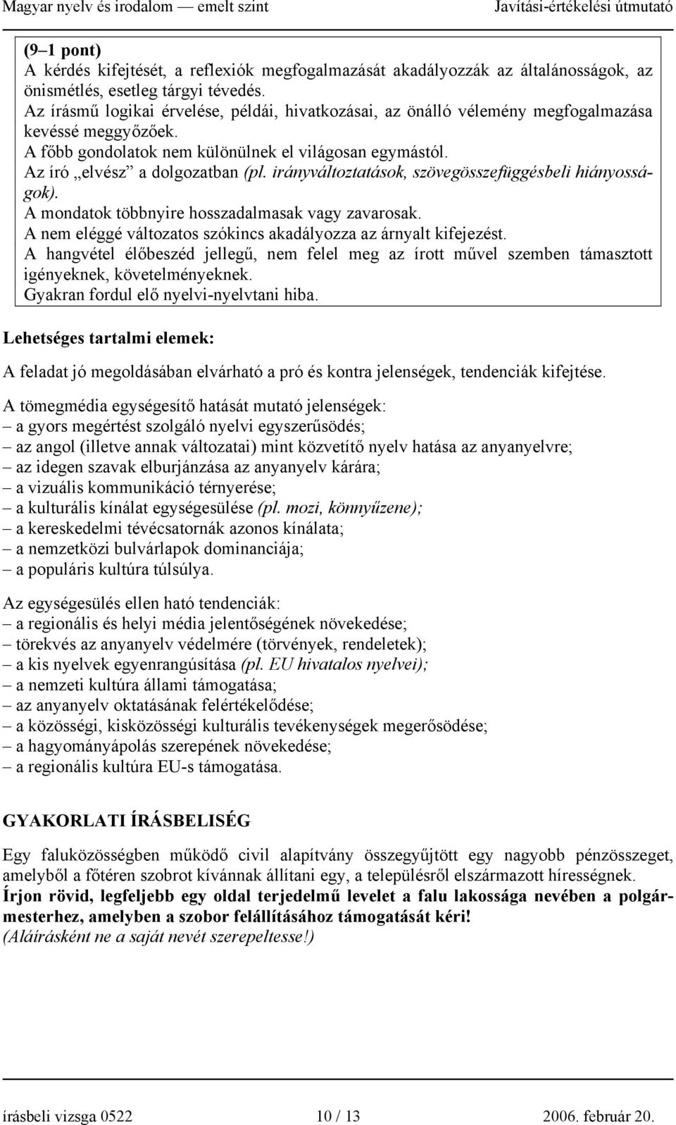 irányváltoztatások, szövegösszefüggésbeli hiányosságok). A mondatok többnyire hosszadalmasak vagy zavarosak. A nem eléggé változatos szókincs akadályozza az árnyalt kifejezést.