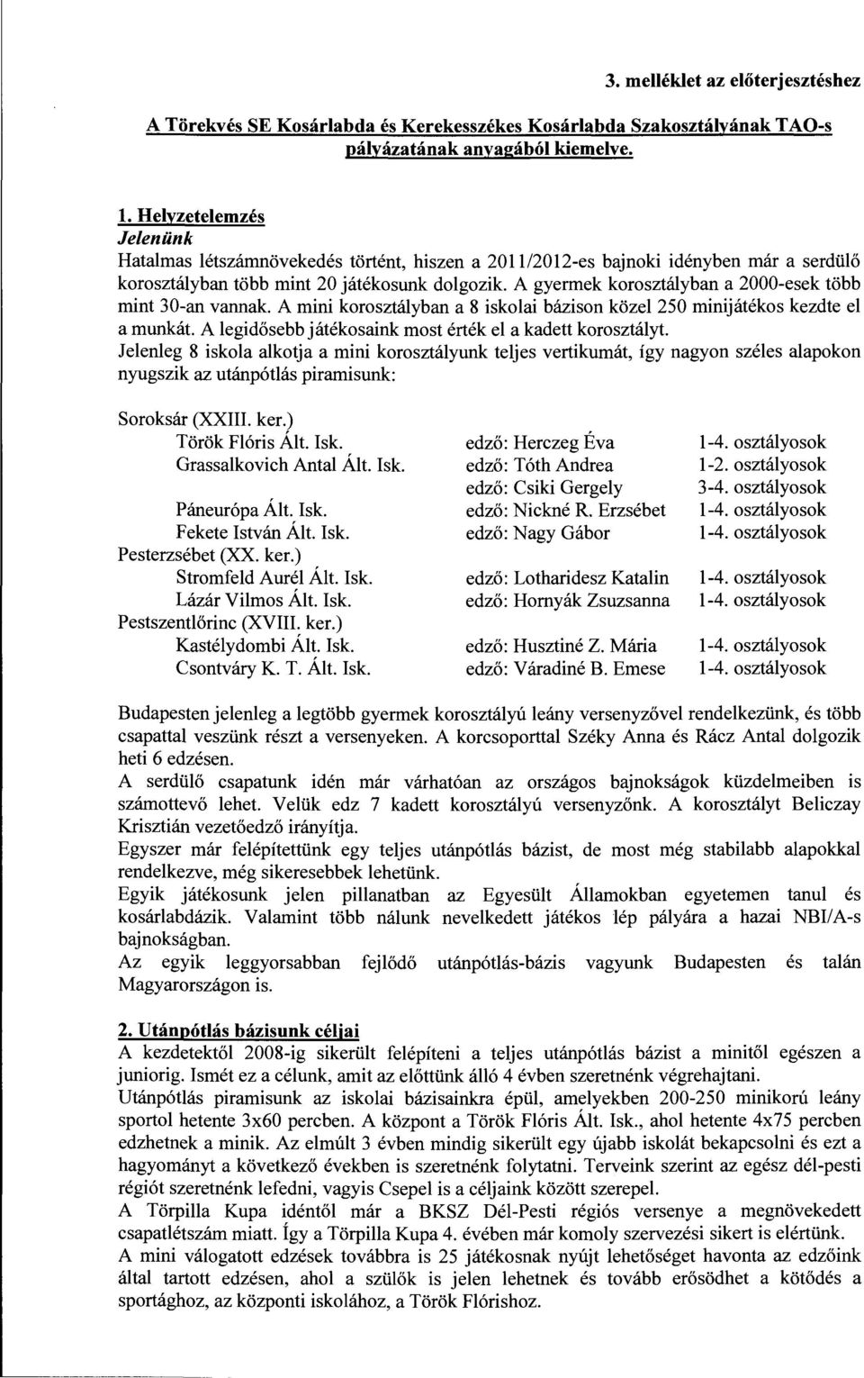 A gyermek korosztályban a 2000-esek több mint 30-an vannak. A mini korosztályban a 8 iskolai bázison közel 250 minijátékos kezdte el a munkát.