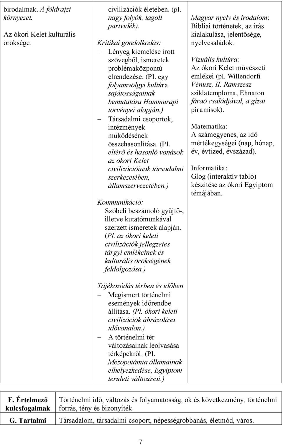 ) Társadalmi csoportok, intézmények működésének összehasonlítása. (Pl. eltérő és hasonló vonások az ókori Kelet civilizációinak társadalmi szerkezetében, államszervezetében.