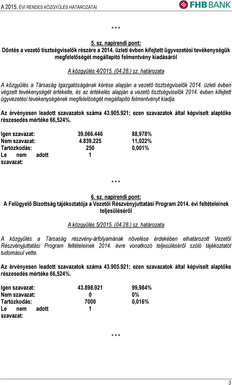 üzleti évben végzett tevékenységét értékelte, és az értékelés alapján a vezető tisztségviselők 2014. évben kifejtett ügyvezetési tevékenységének megfelelőségét megállapító felmentvényt kiadja.