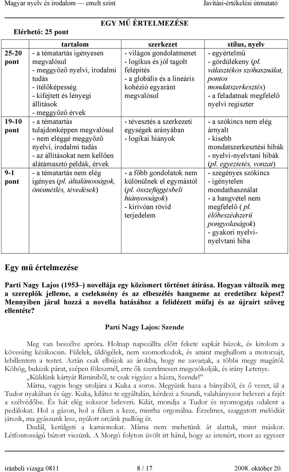 nyelvi, irodalmi tudás - az állításokat nem kellően alátámasztó példák, érvek - a tématartás nem elég igényes (pl.