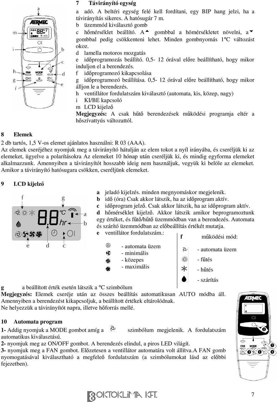 0,5-12 órával elre beállítható, hogy mikor induljon el a berendezés. f idprogramozó kikapcsolása g idprogramozó beállítása. 0,5-12 órával elre beállítható, hogy mikor álljon le a berendezés.