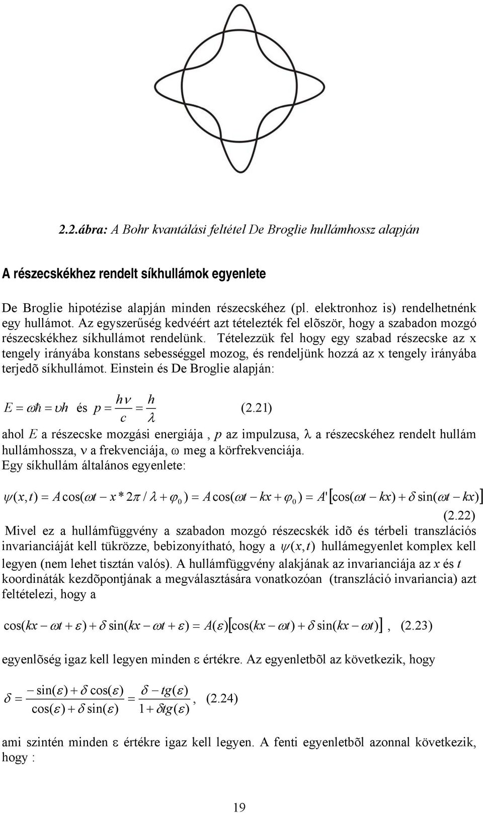 Einsin és D Brogli alaján: ν E υ és.1 c λ aol E a részcs mozgási nrgiája, az imulzusa, λ a részcséz rnl ullám ullámossza, ν a frvnciája, mg a örfrvnciája.