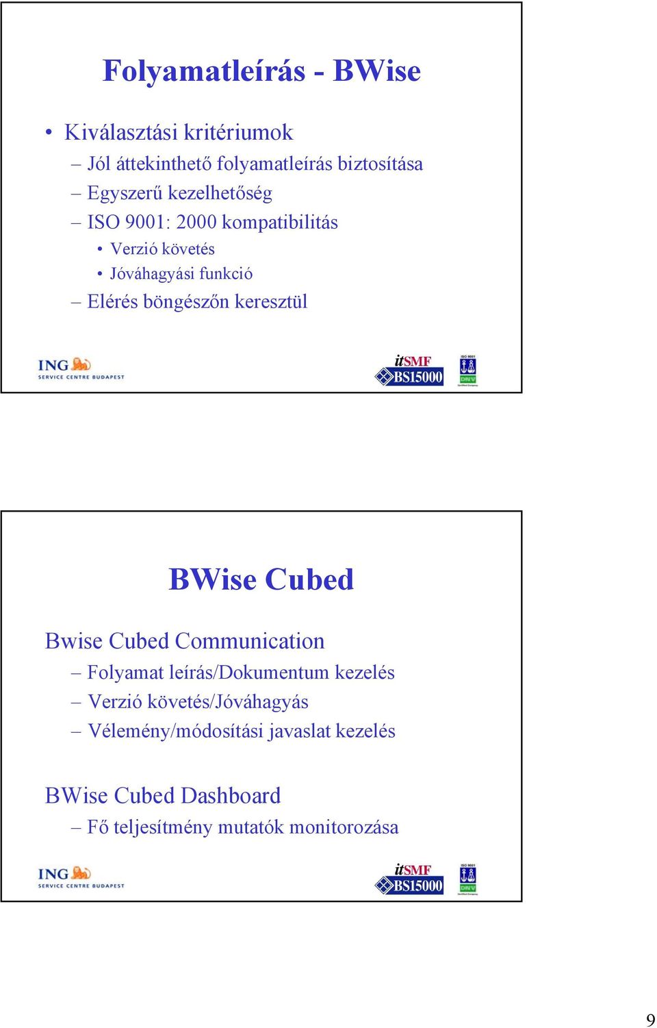 keresztül BWise Cubed Bwise Cubed Communication Folyamat leírás/dokumentum kezelés Verzió