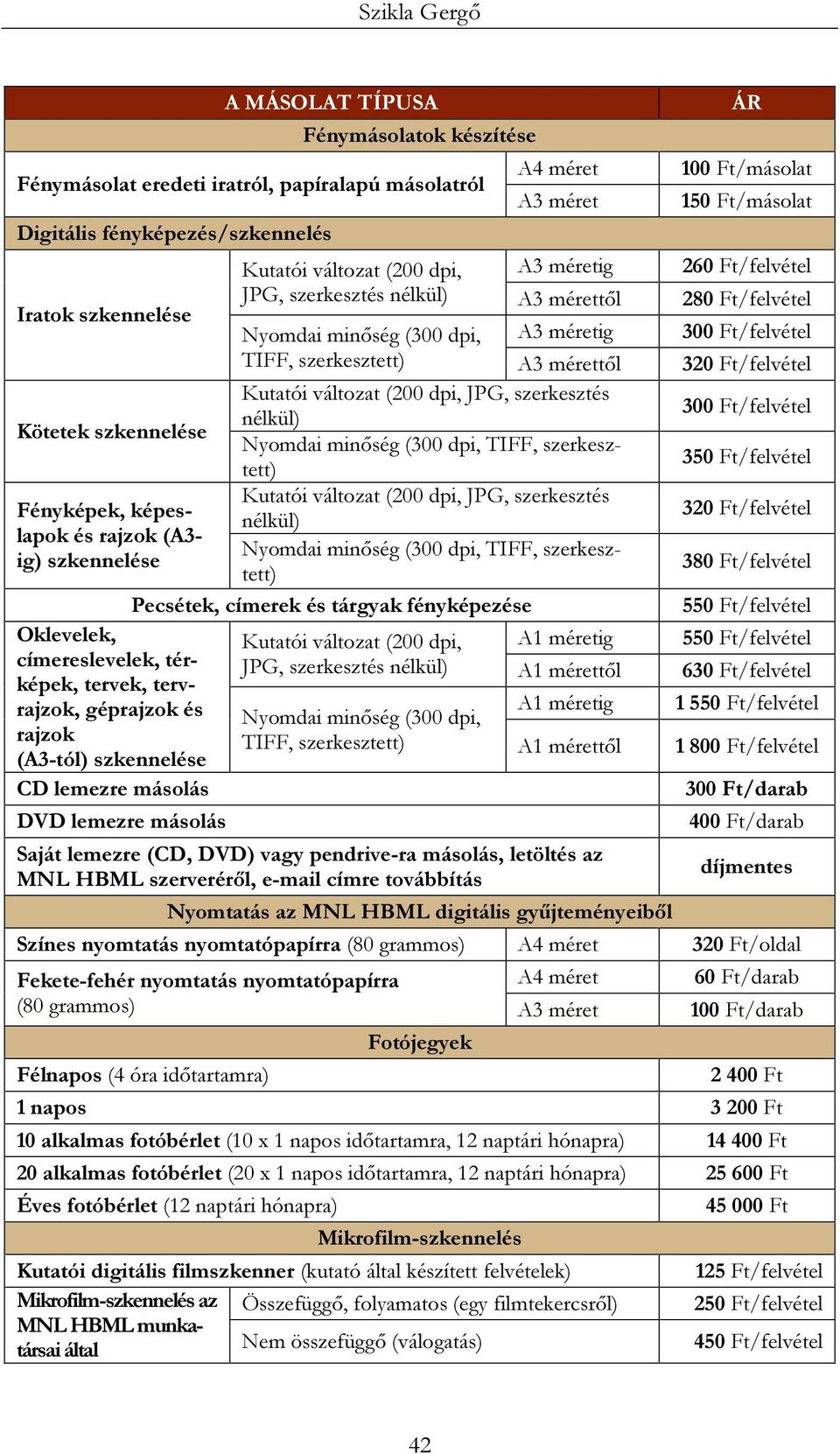 minőség (300 dpi, TIFF, szerkesztett) Kutatói változat (200 dpi, JPG, szerkesztés Fényképek, képeslapok és rajzok (A3- nélkül) Nyomdai minőség (300 dpi, TIFF, szerkesztett) ig) szkennelése Pecsétek,