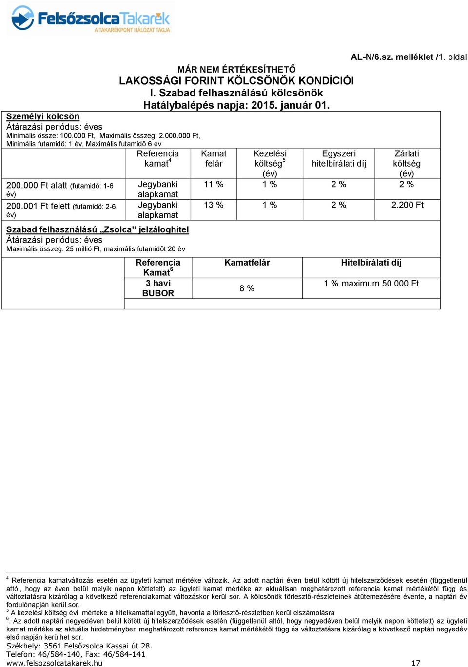 Referencia kamat 4 Jegybanki alapkamat Jegybanki alapkamat Szabad felhasználású Zsolca jelzáloghitel Átárazási periódus: éves Maximális összeg: 25 millió, maximális futamidőt 20 év Kamat felár