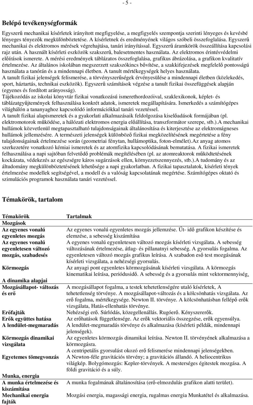 A használt kísérleti eszközök szakszerő, balesetmentes használata. Az elektromos érintésvédelmi elıírások ismerete.