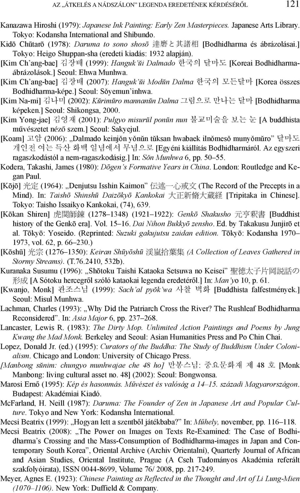 [Kim Ch ang-bae] 김장배 (1999): Hanguk ŭi Dalmado 한국의 달마도 [Koreai Bodhidharmaábrázolások.] Seoul: Ehwa Munhwa. [Kim Ch ang-bae] 김장배 (2007): Hanguk ŭi Modŭn Dalma 한국의 모든달마 [Korea összes Bodhidharma-képe.